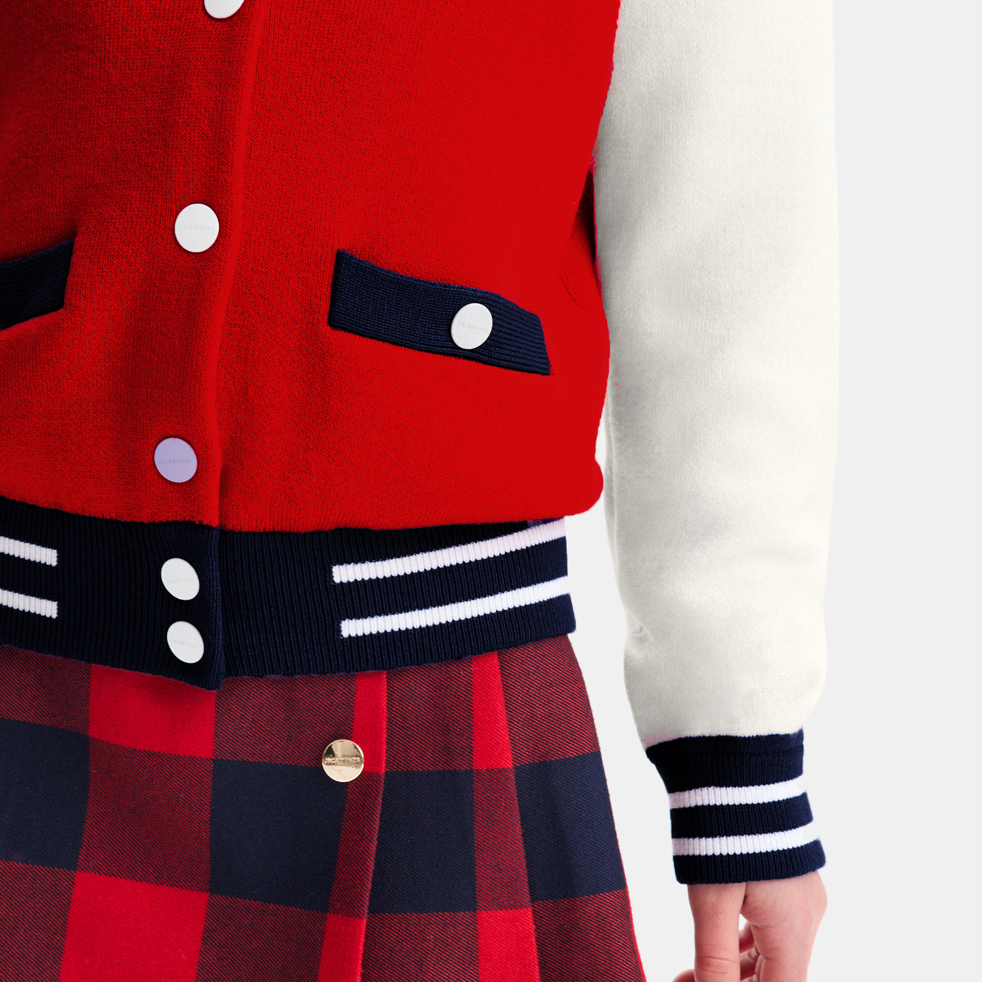 Girl knitted varsity jacket