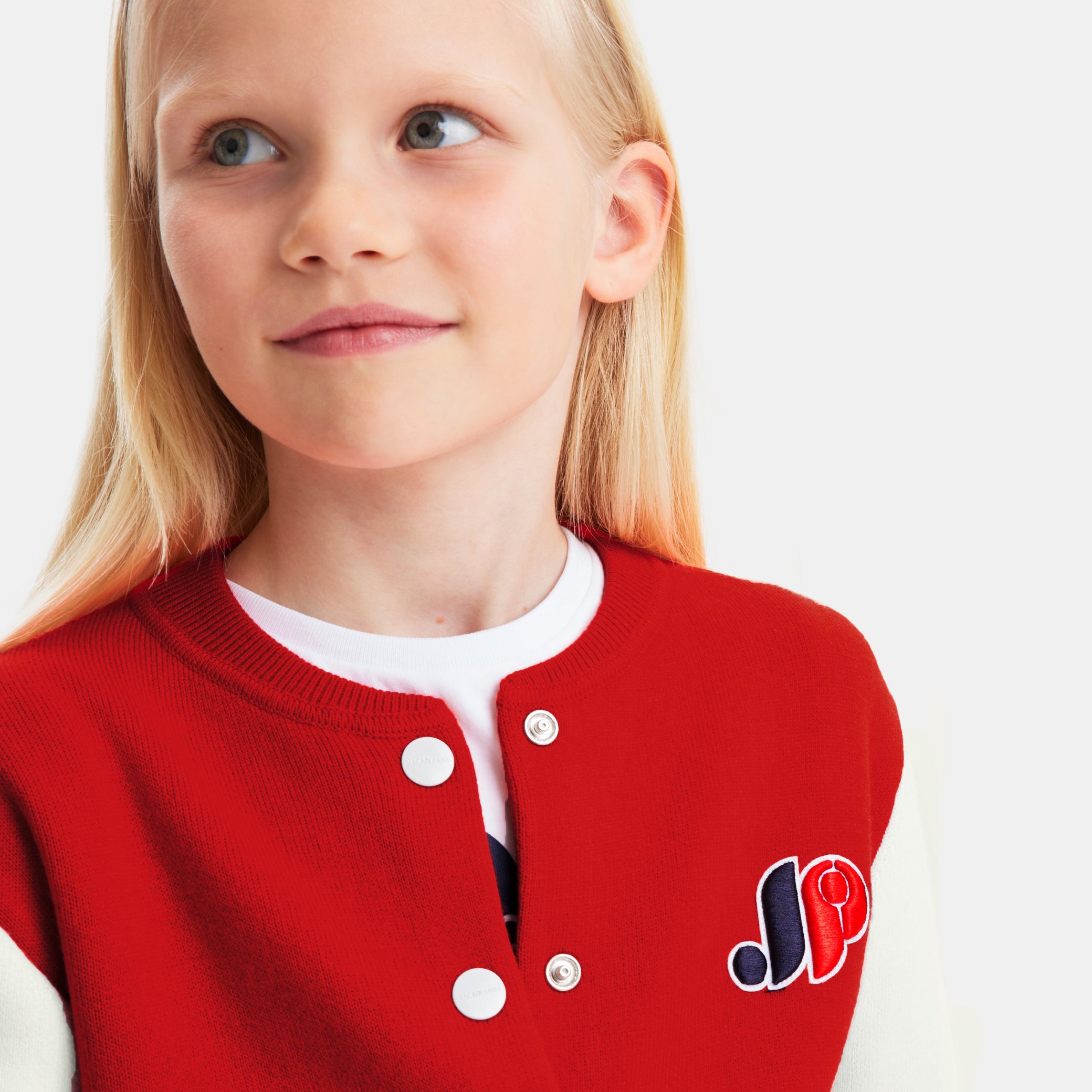 Girl knitted varsity jacket