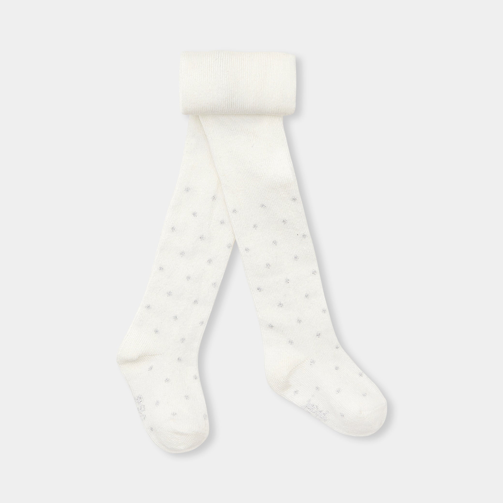 Baby tights with silver polka dots