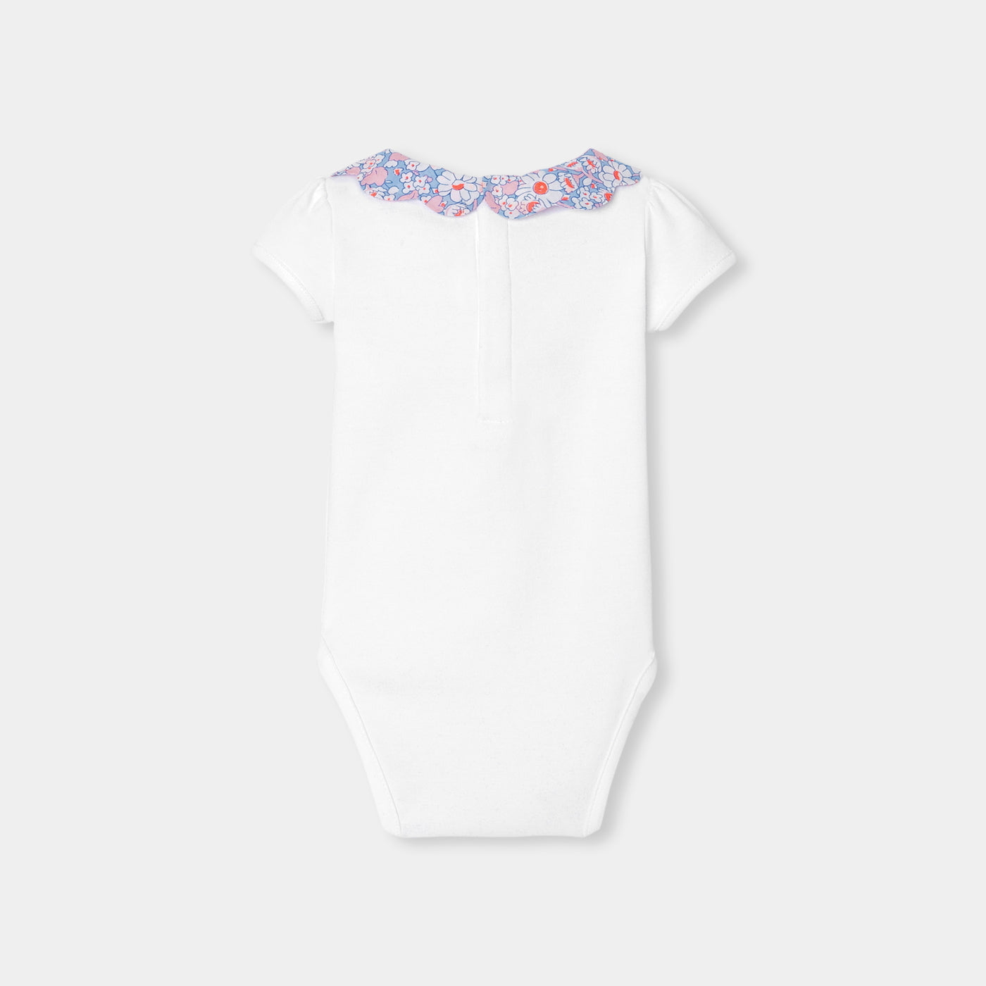 Baby girl bodysuit with Liberty fabric collar