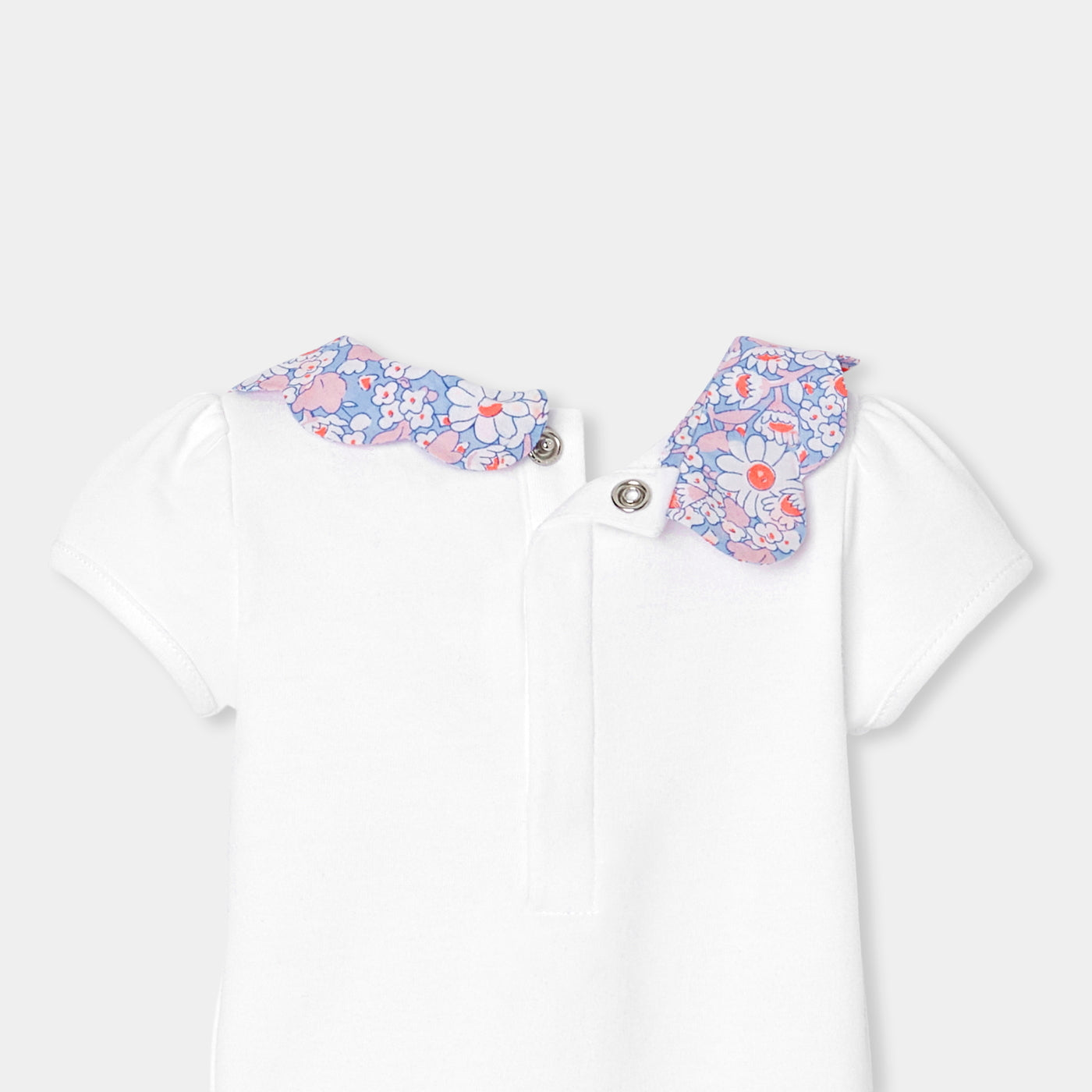 Baby girl bodysuit with Liberty fabric collar