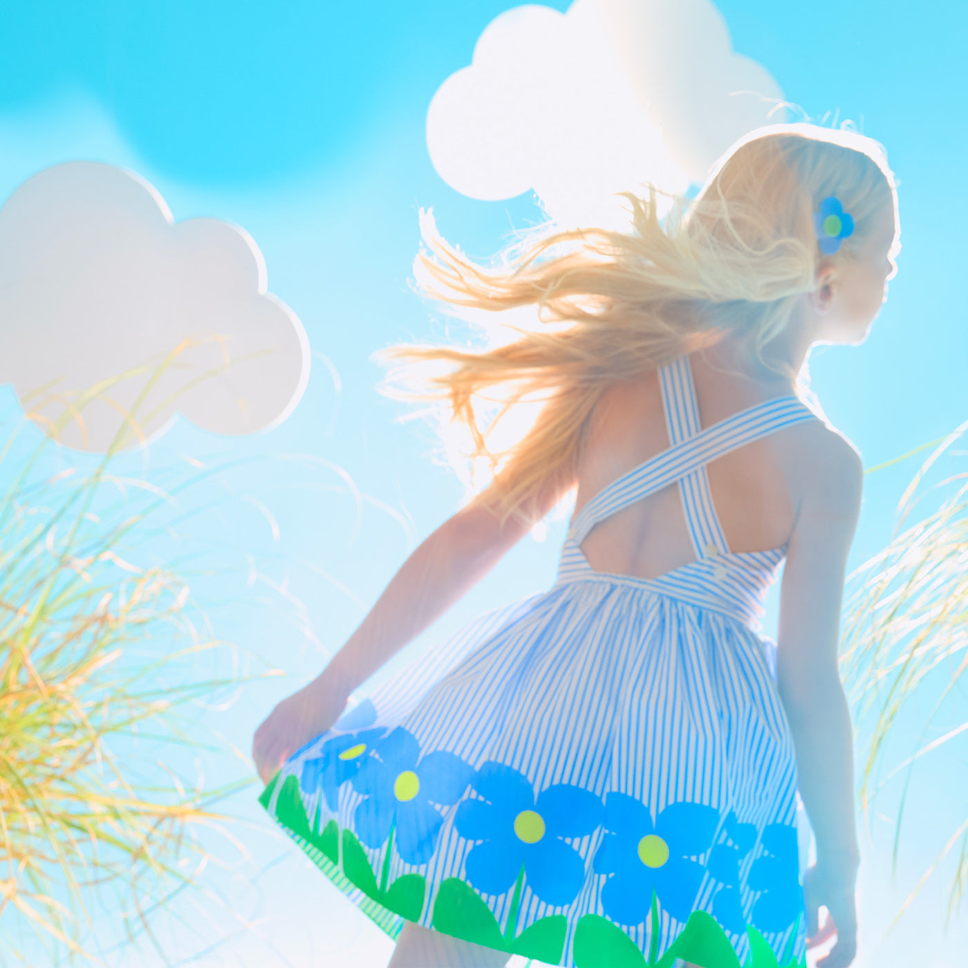 Girl cross-over back dress