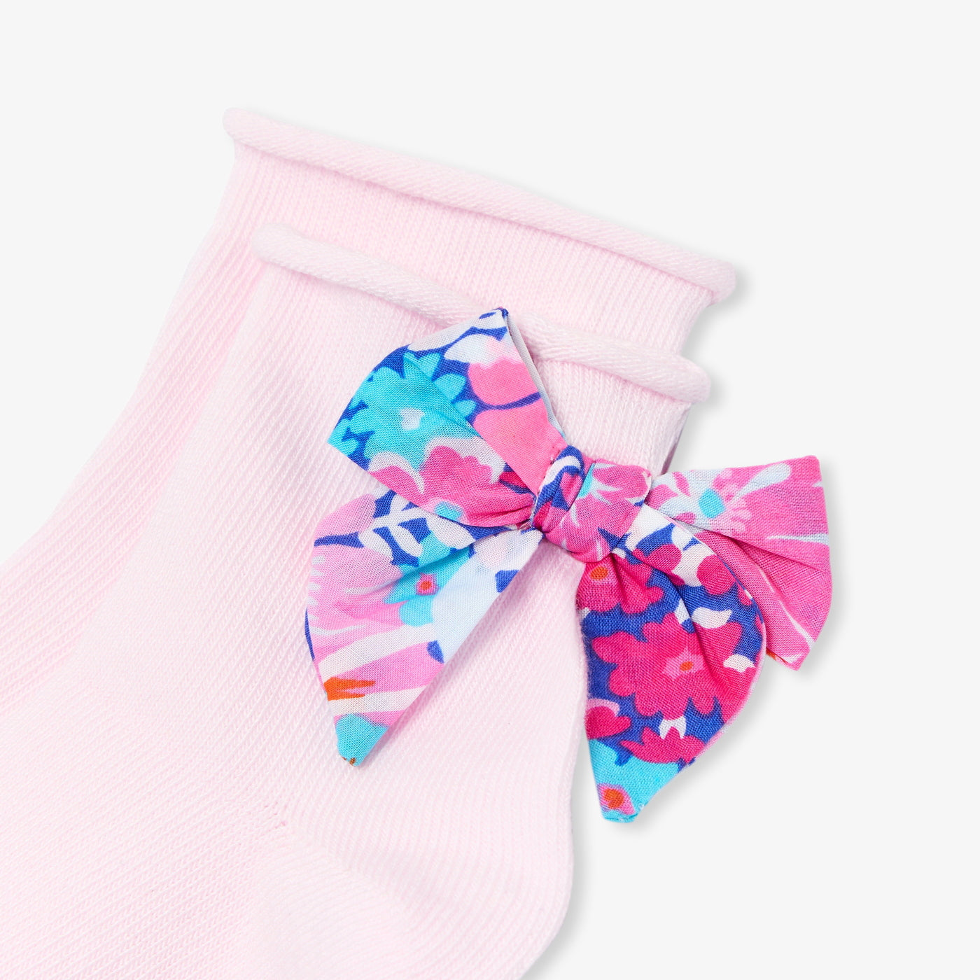 Girl socks with Liberty fabric bow