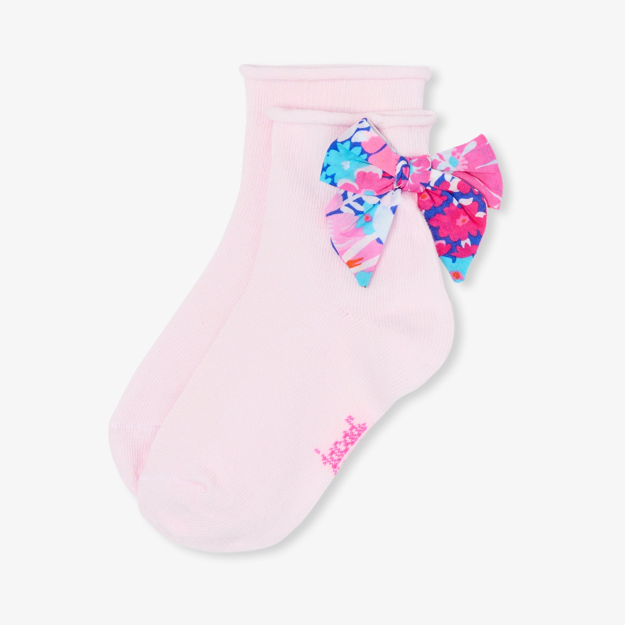 Girl socks with Liberty fabric bow
