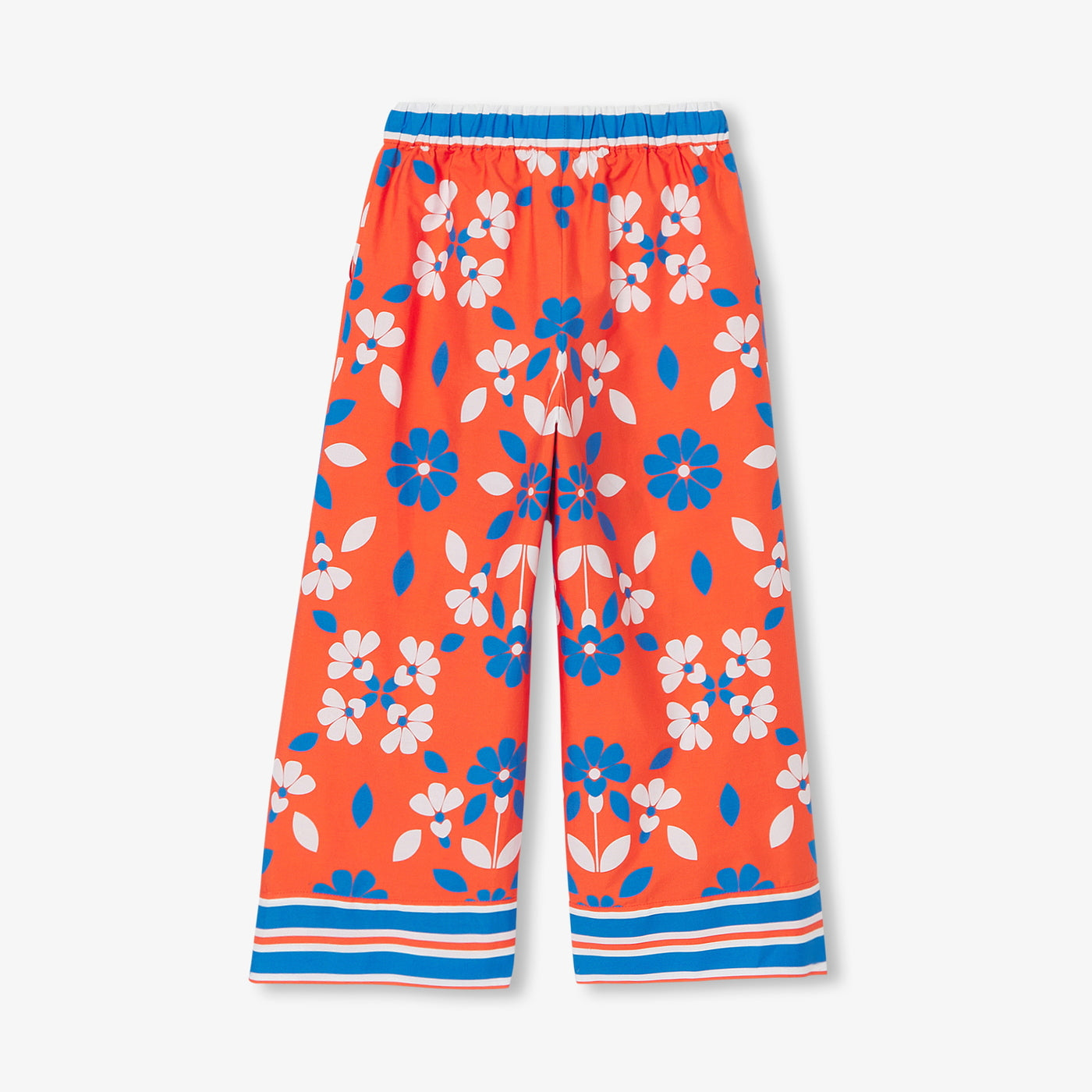 Girl wide-leg trousers in printed poplin