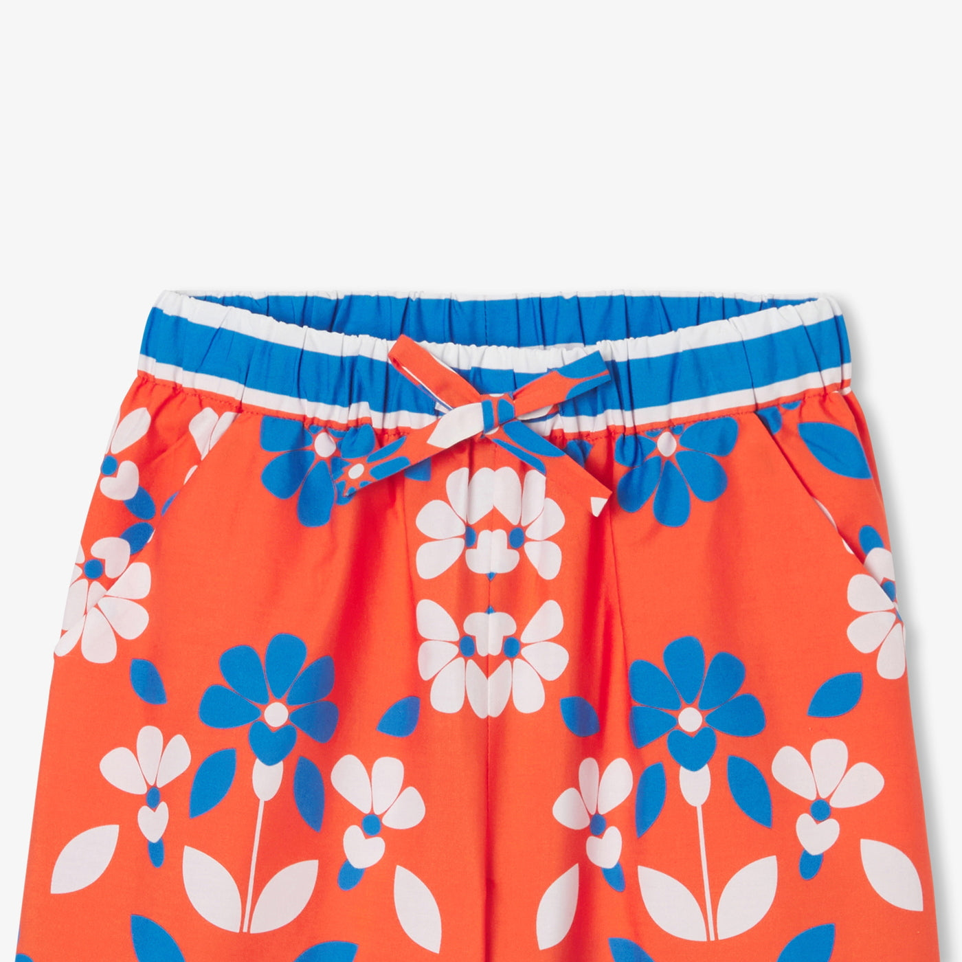 Girl wide-leg trousers in printed poplin