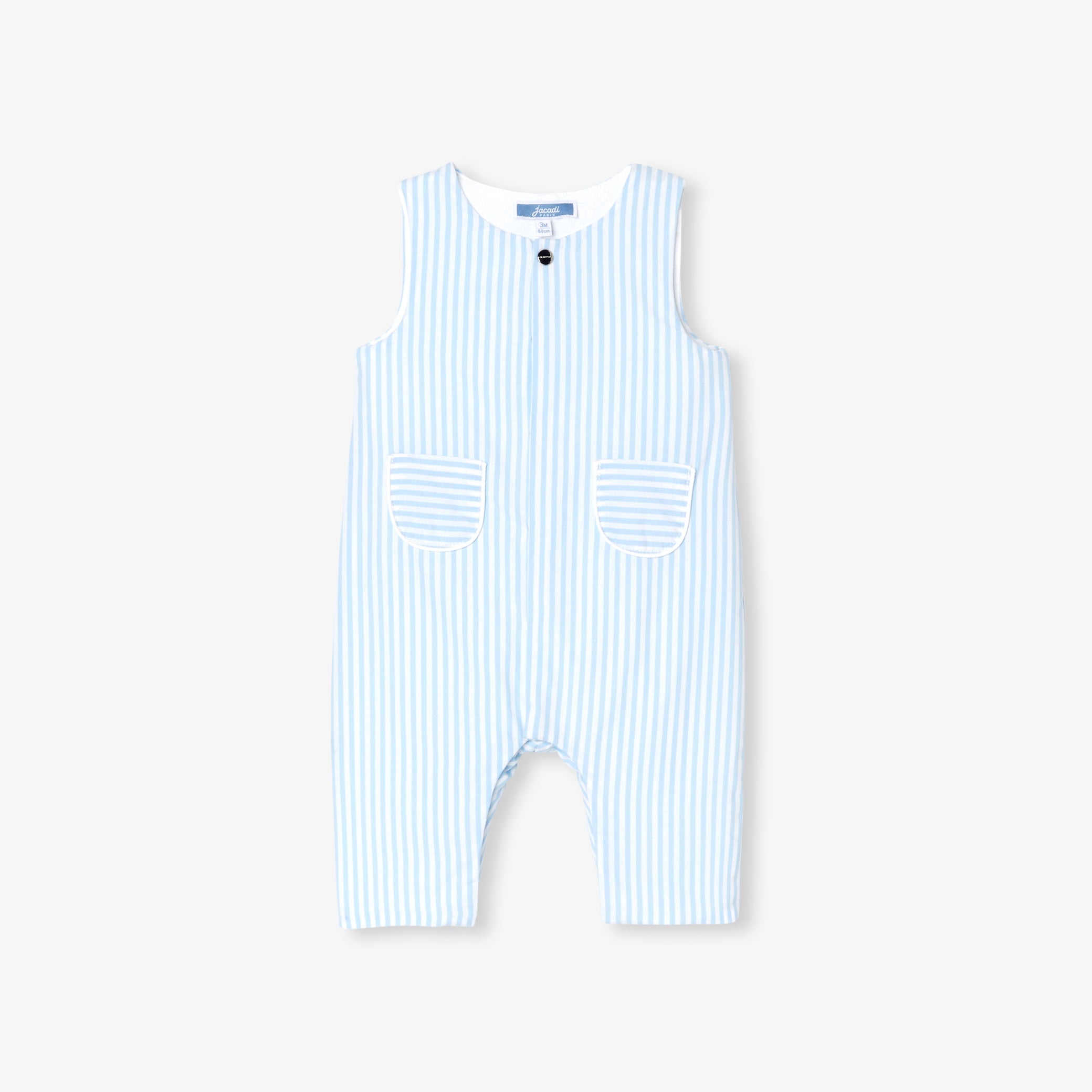 Baby boy jumpsuit in striped poplin