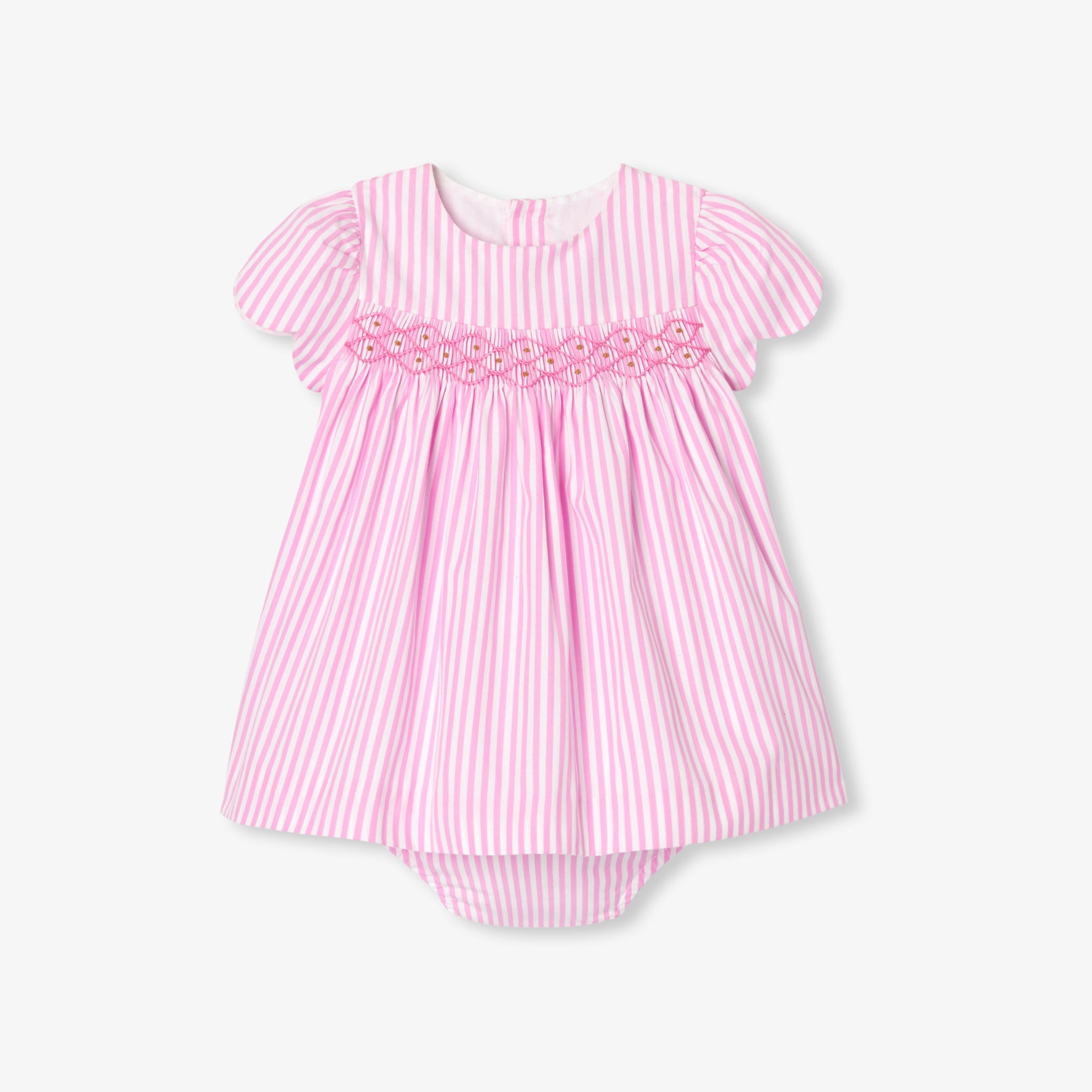 Baby girl dress in striped poplin