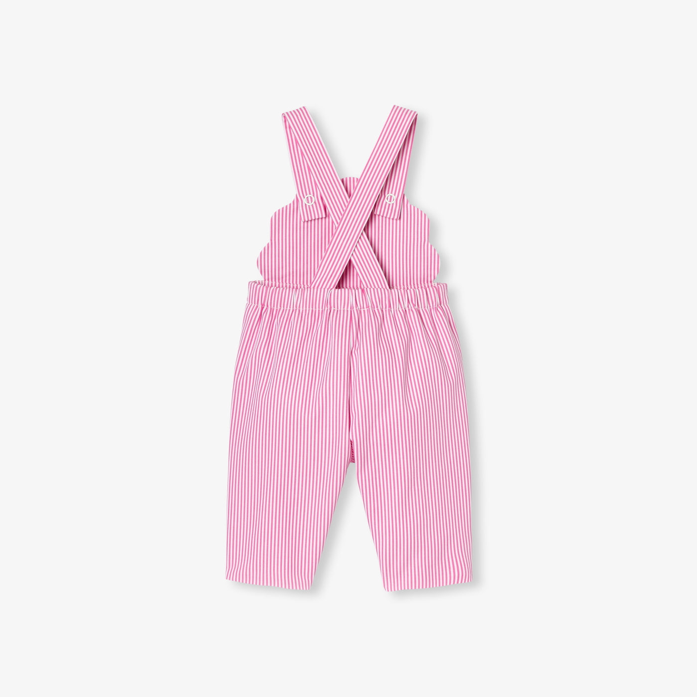 Baby girl overalls in striped twill