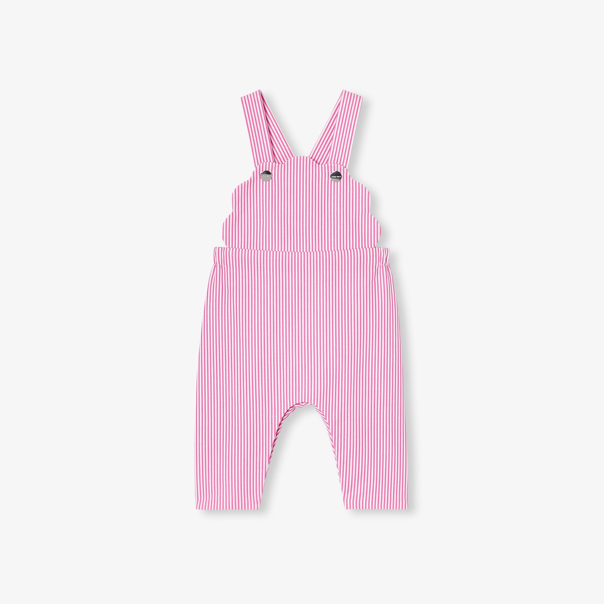 Baby girl overalls in striped twill