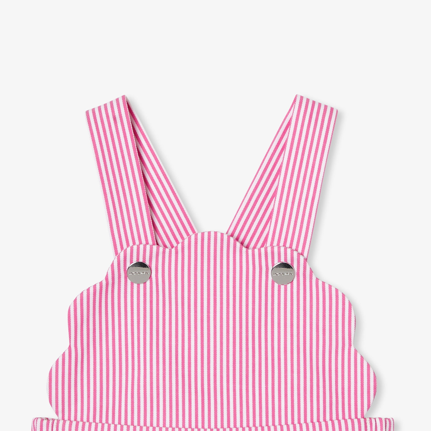 Baby girl overalls in striped twill