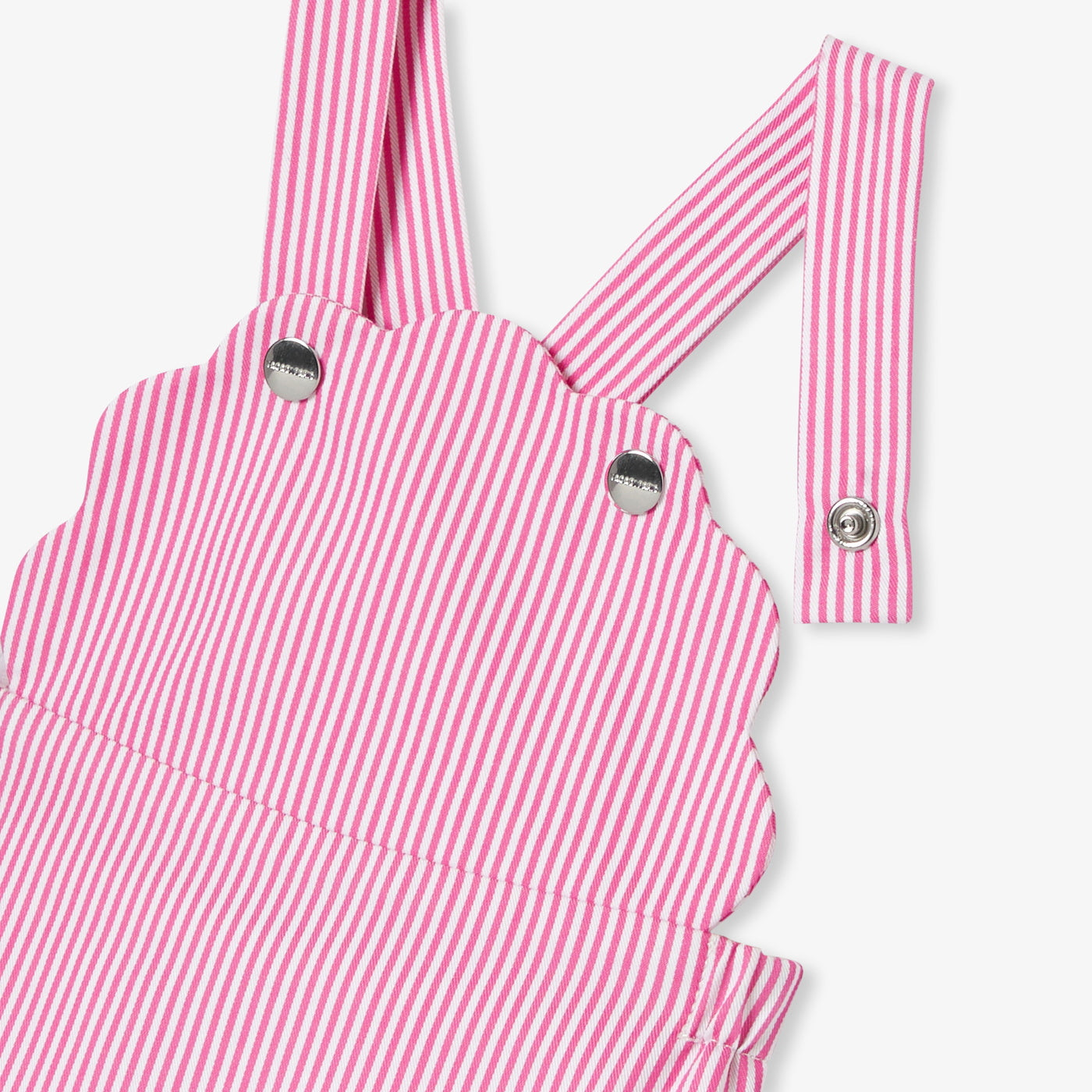 Baby girl overalls in striped twill