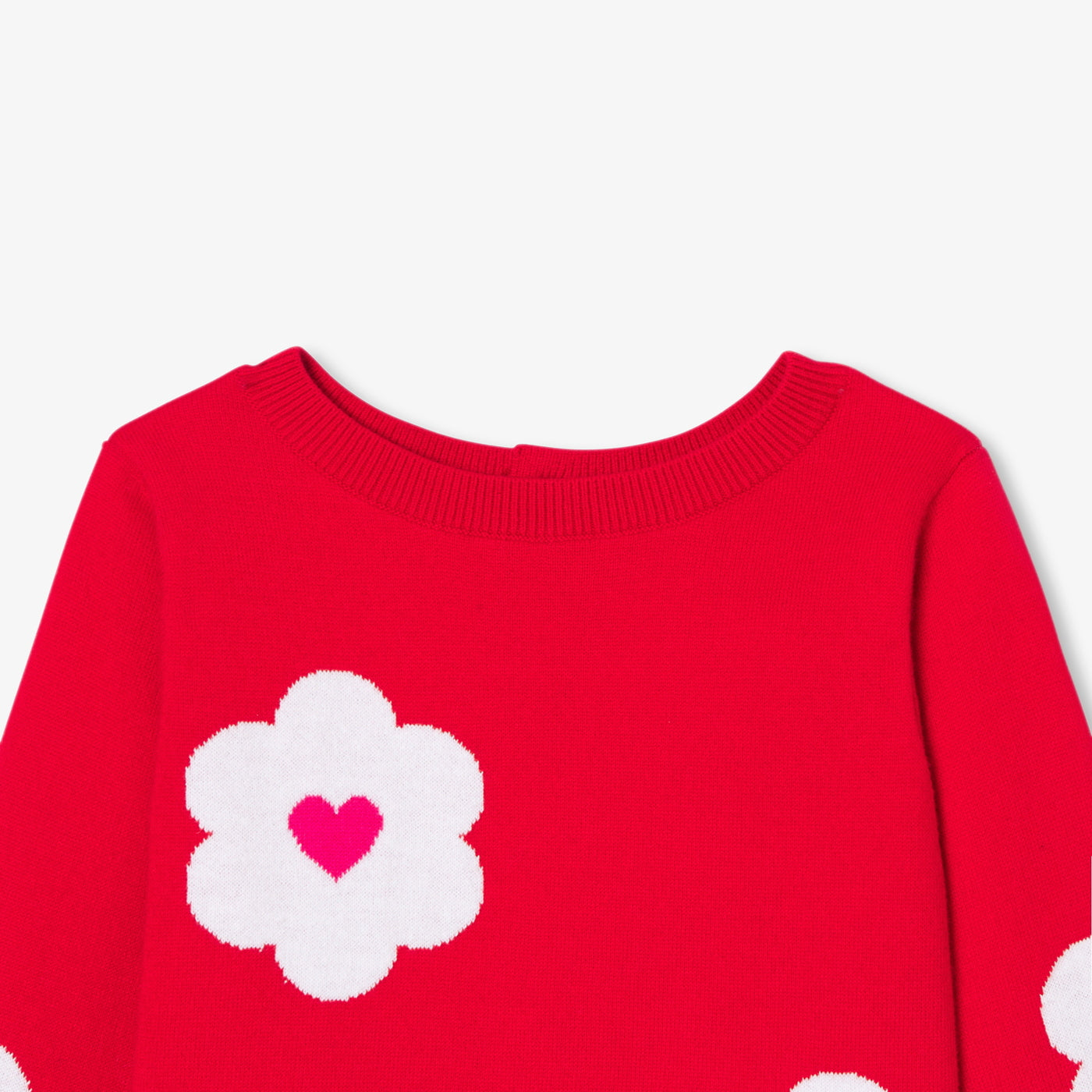 Baby girl cotton jacquard flower sweater
