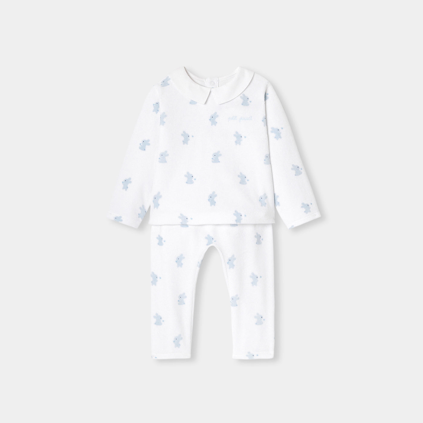 Baby boy velvet pyjamas with bunny motif