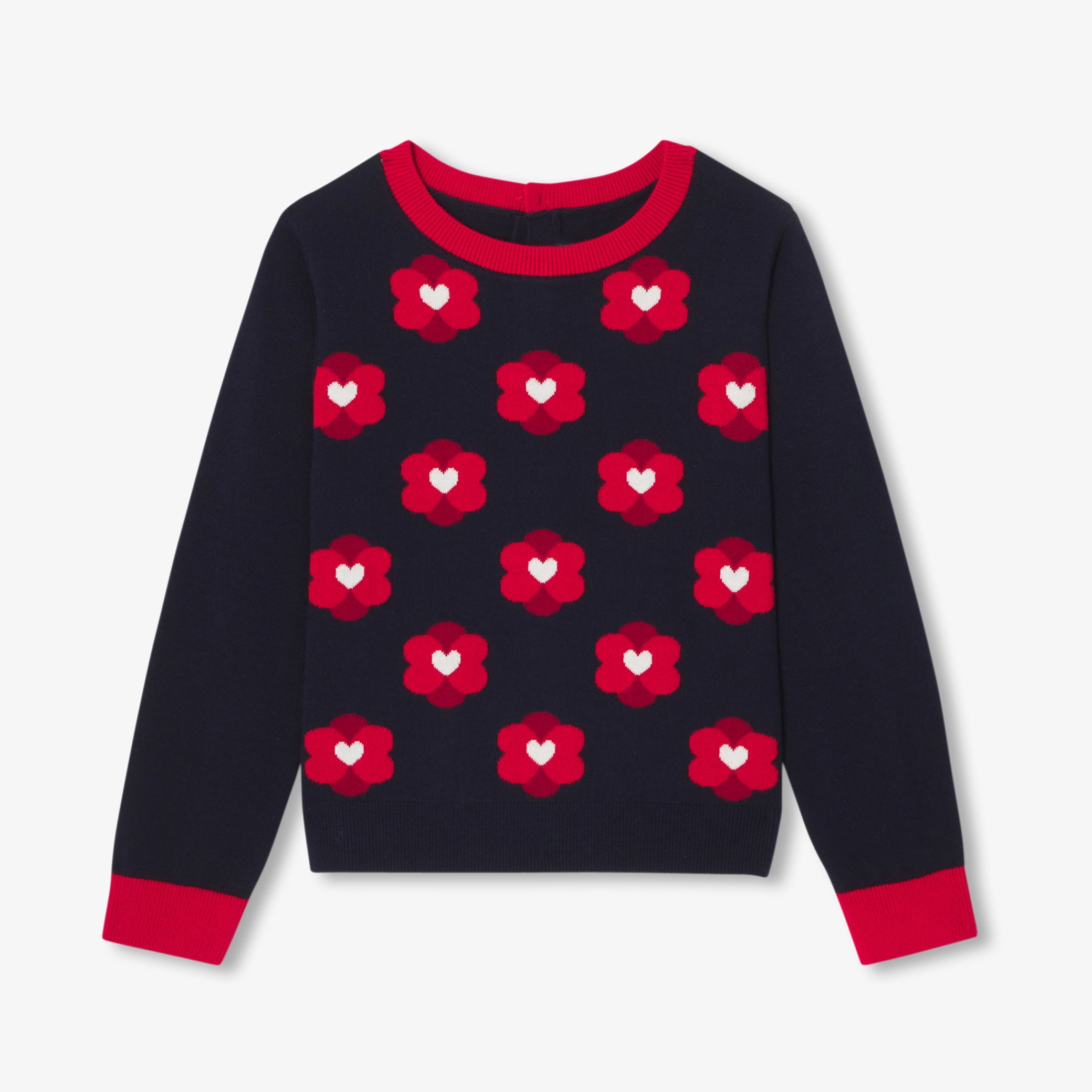 Girl jacquard flower sweater