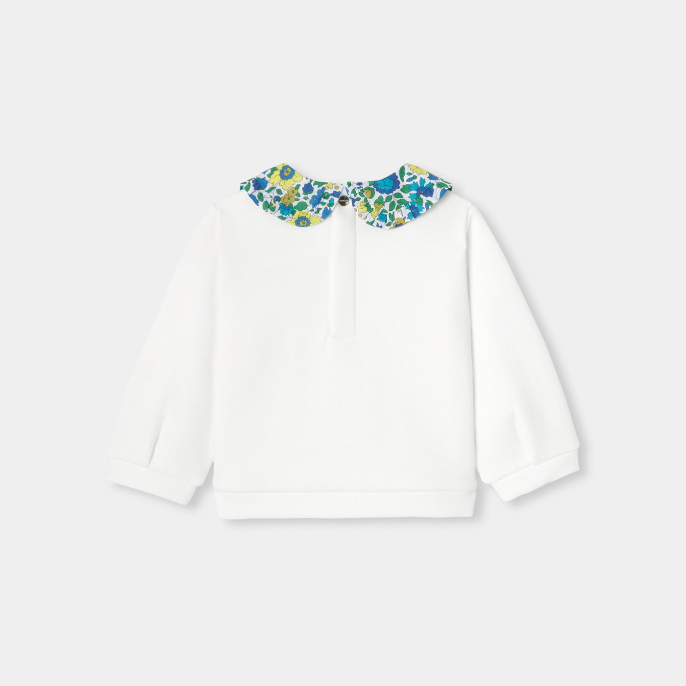 Baby girl sweater with Liberty fabric collar