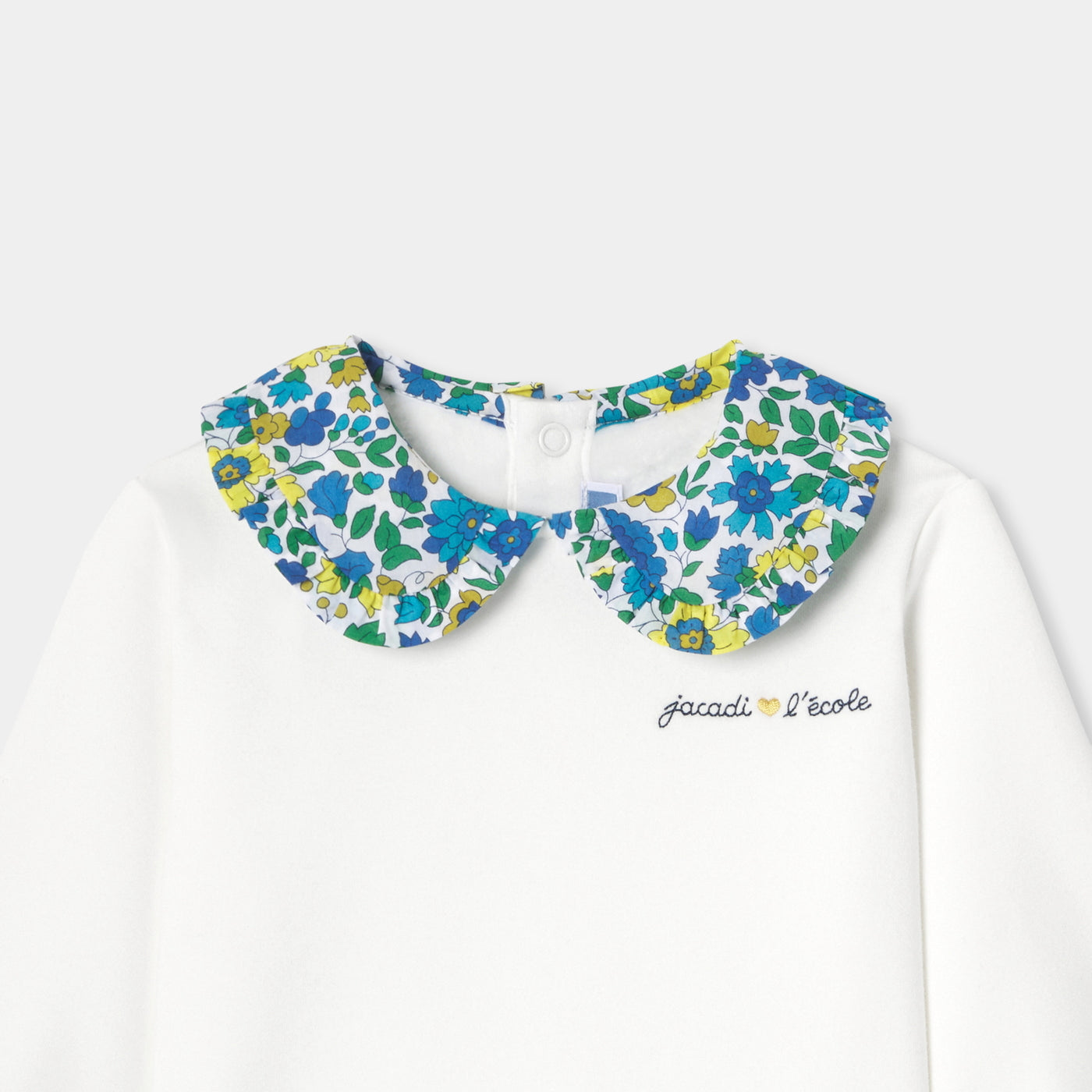 Baby girl sweater with Liberty fabric collar