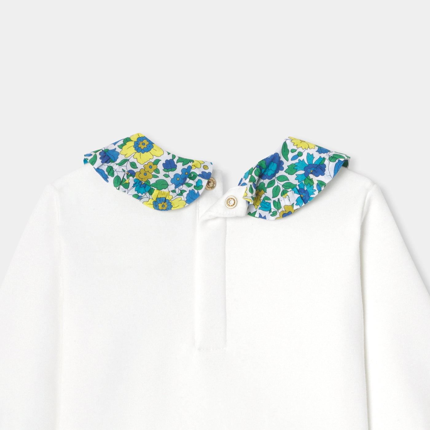Baby girl sweater with Liberty fabric collar
