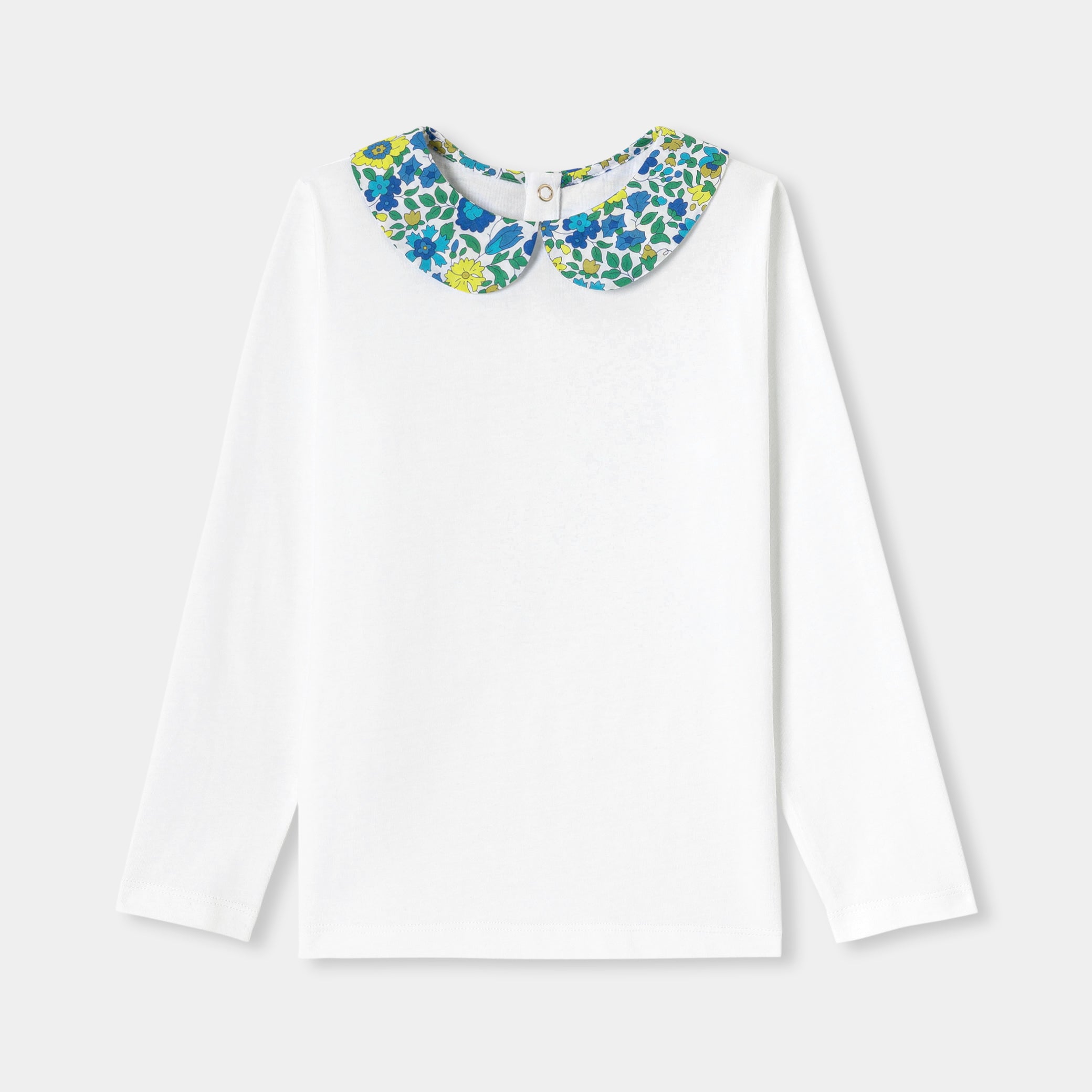 Girl T-shirt with Liberty fabric collar