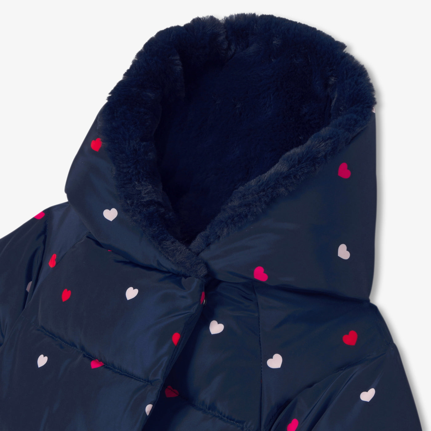 Baby girl heart-shaped motif down jacket
