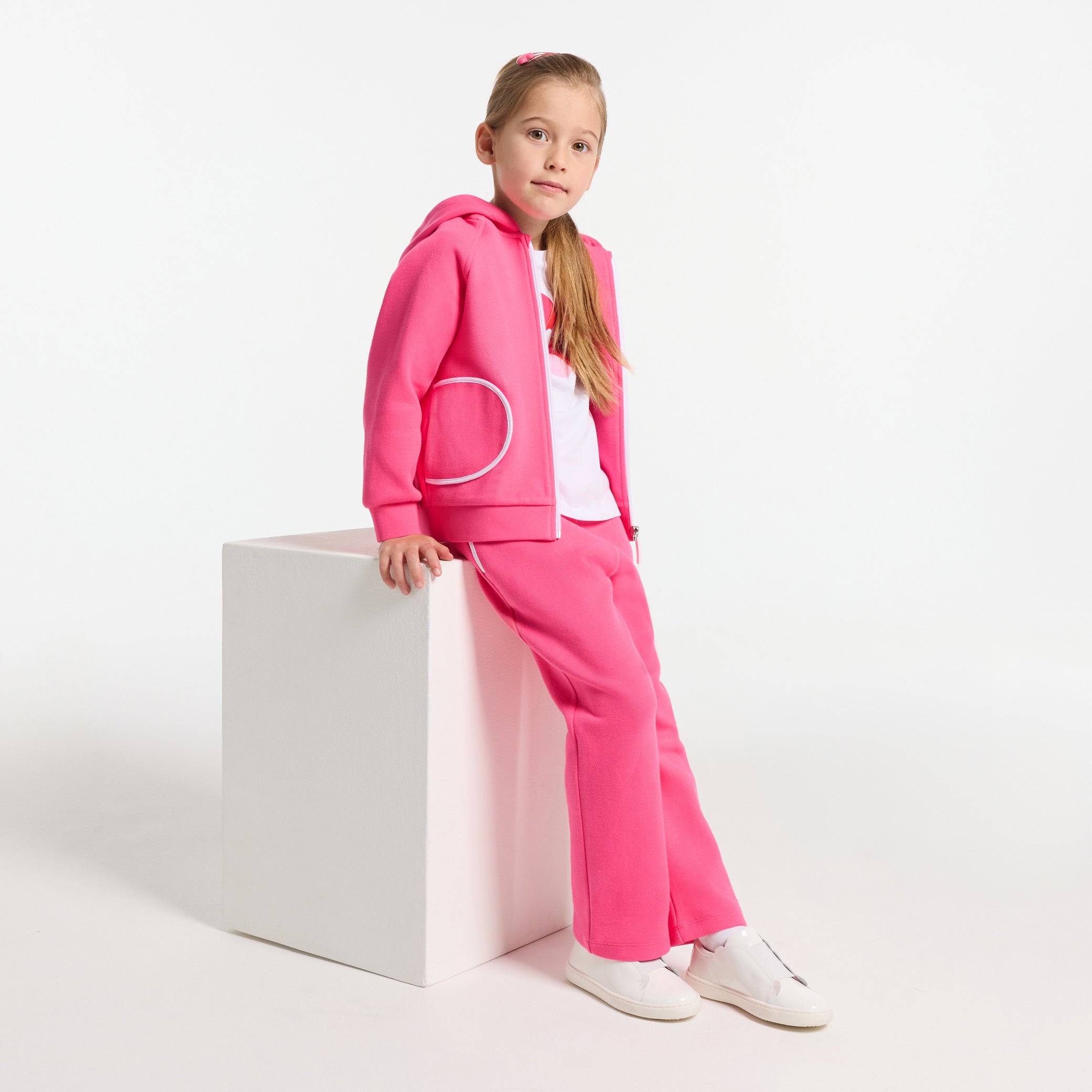 Girl joggers in piqué knit