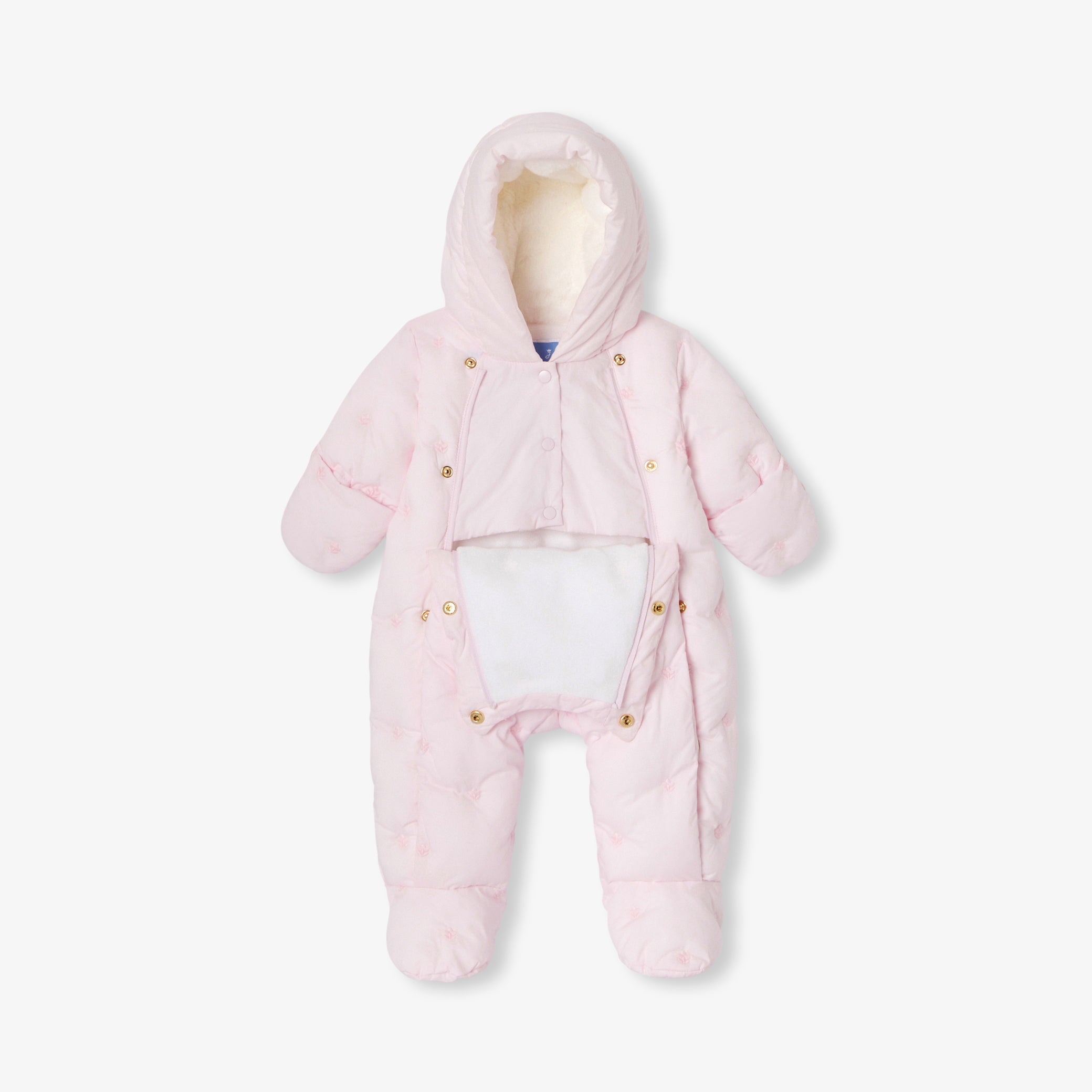 Baby girl pramsuit with flower embroidery