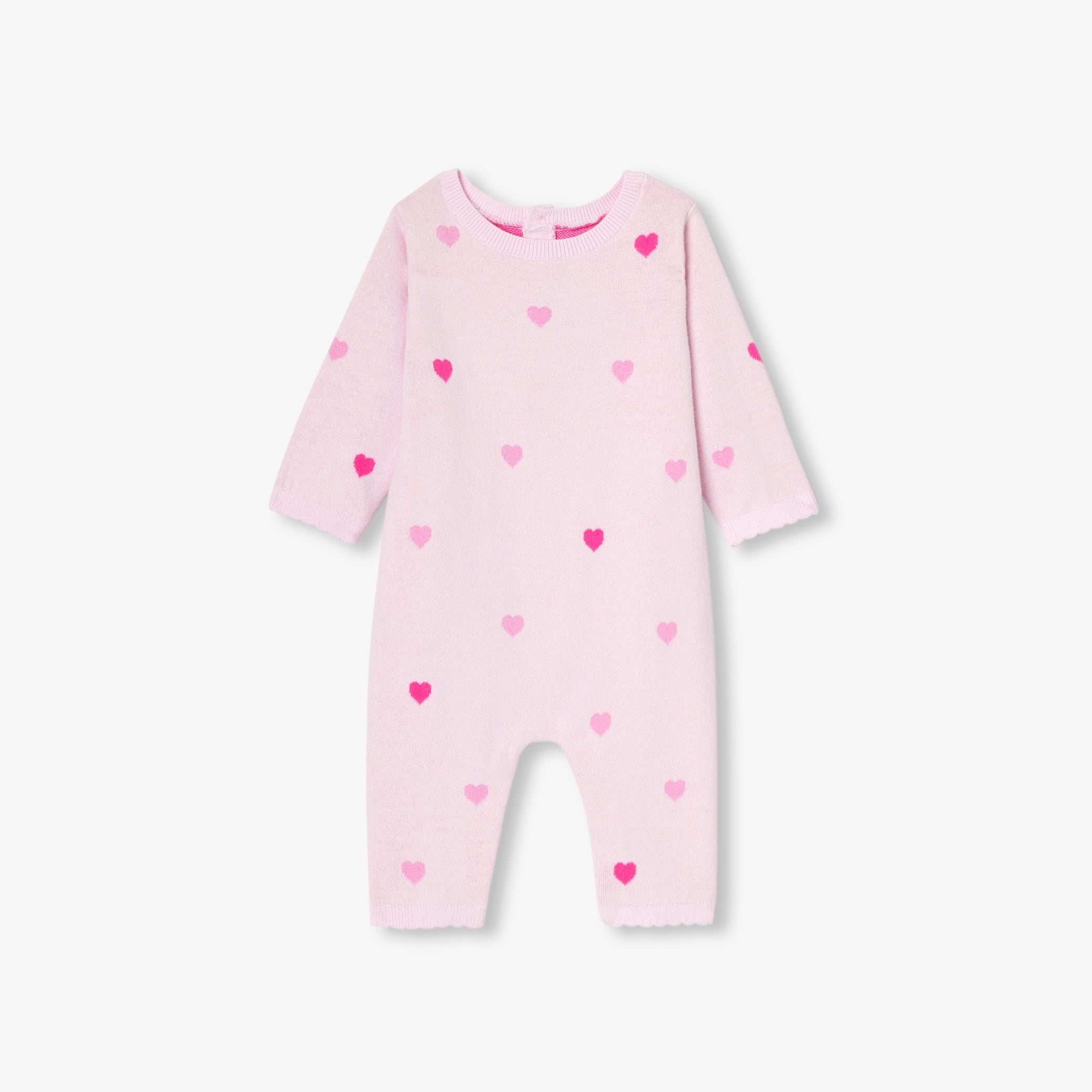 Baby girl heart knit jumpsuit