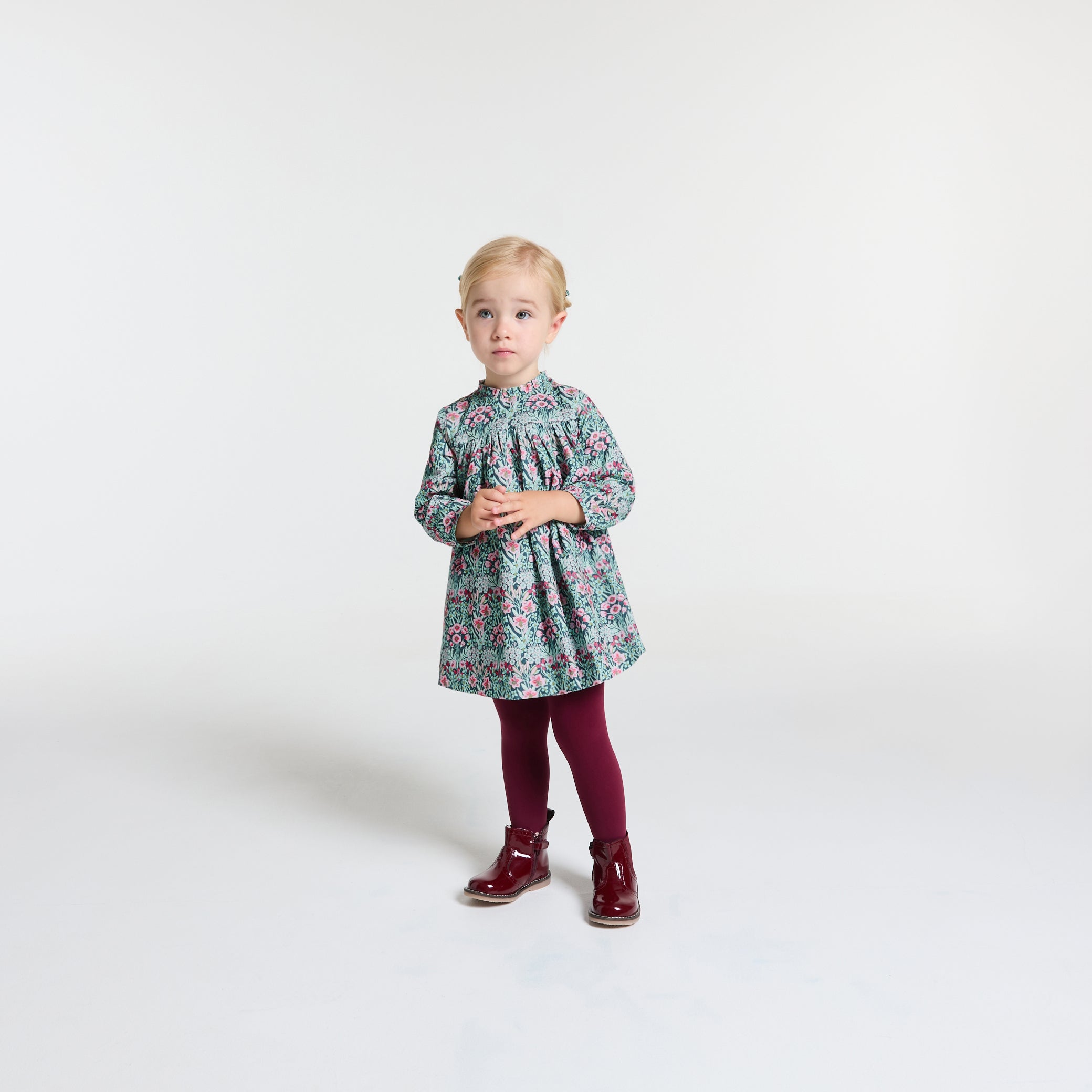 Baby girl dress in velvet Liberty fabric
