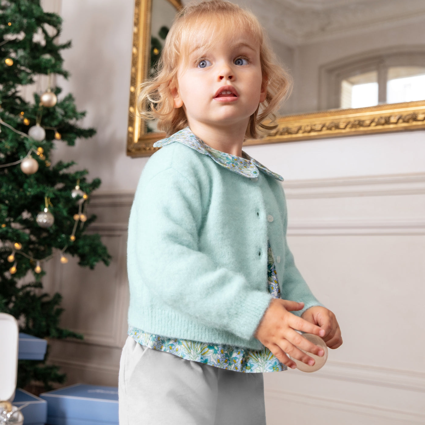 Baby girl cardigan in wool and alpaca