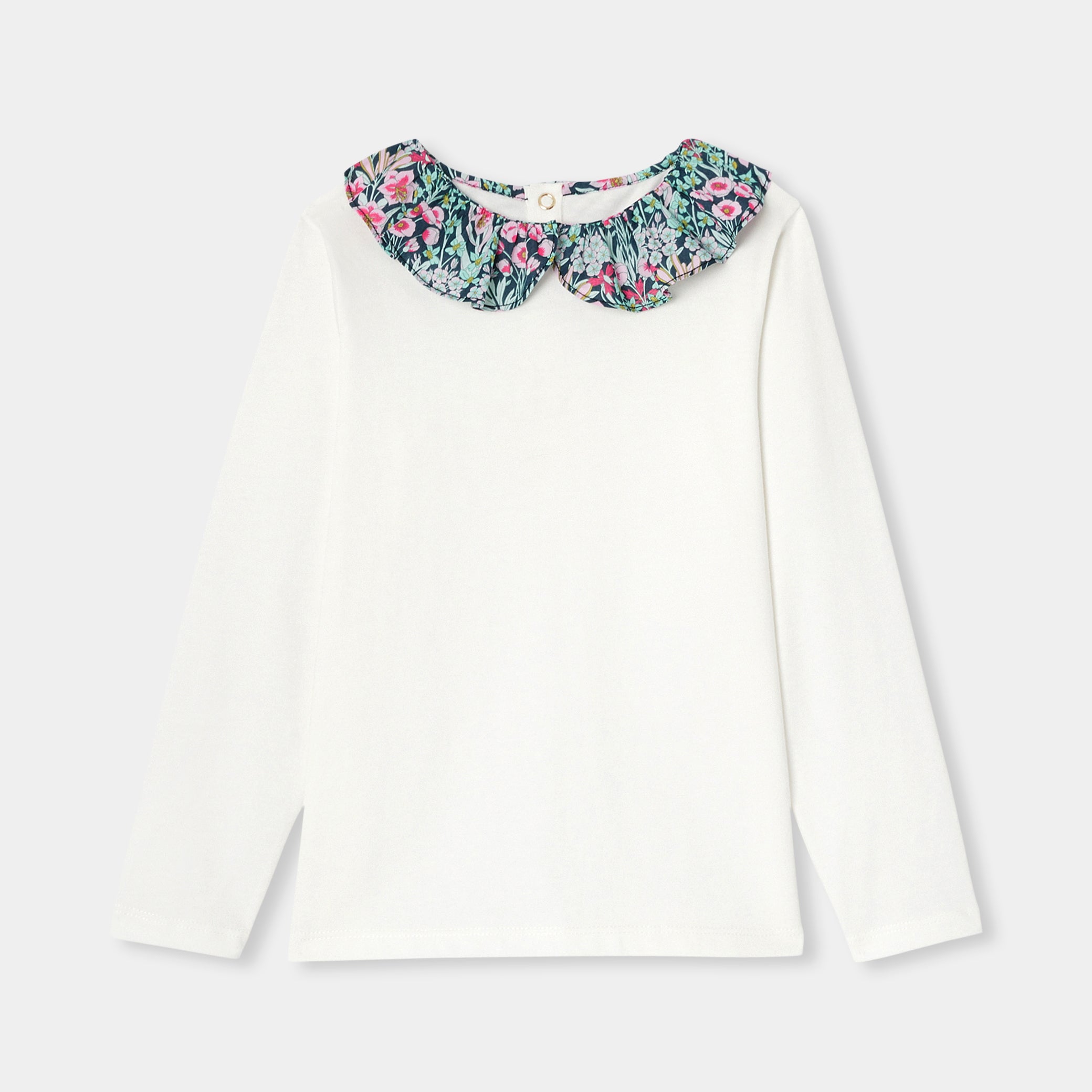 Girl T-shirt with Liberty fabric collar