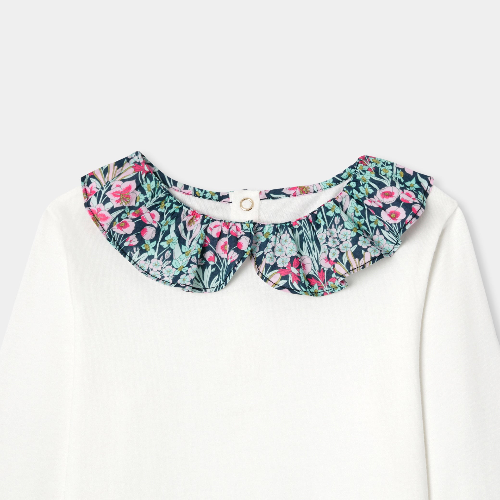 Girl T-shirt with Liberty fabric collar