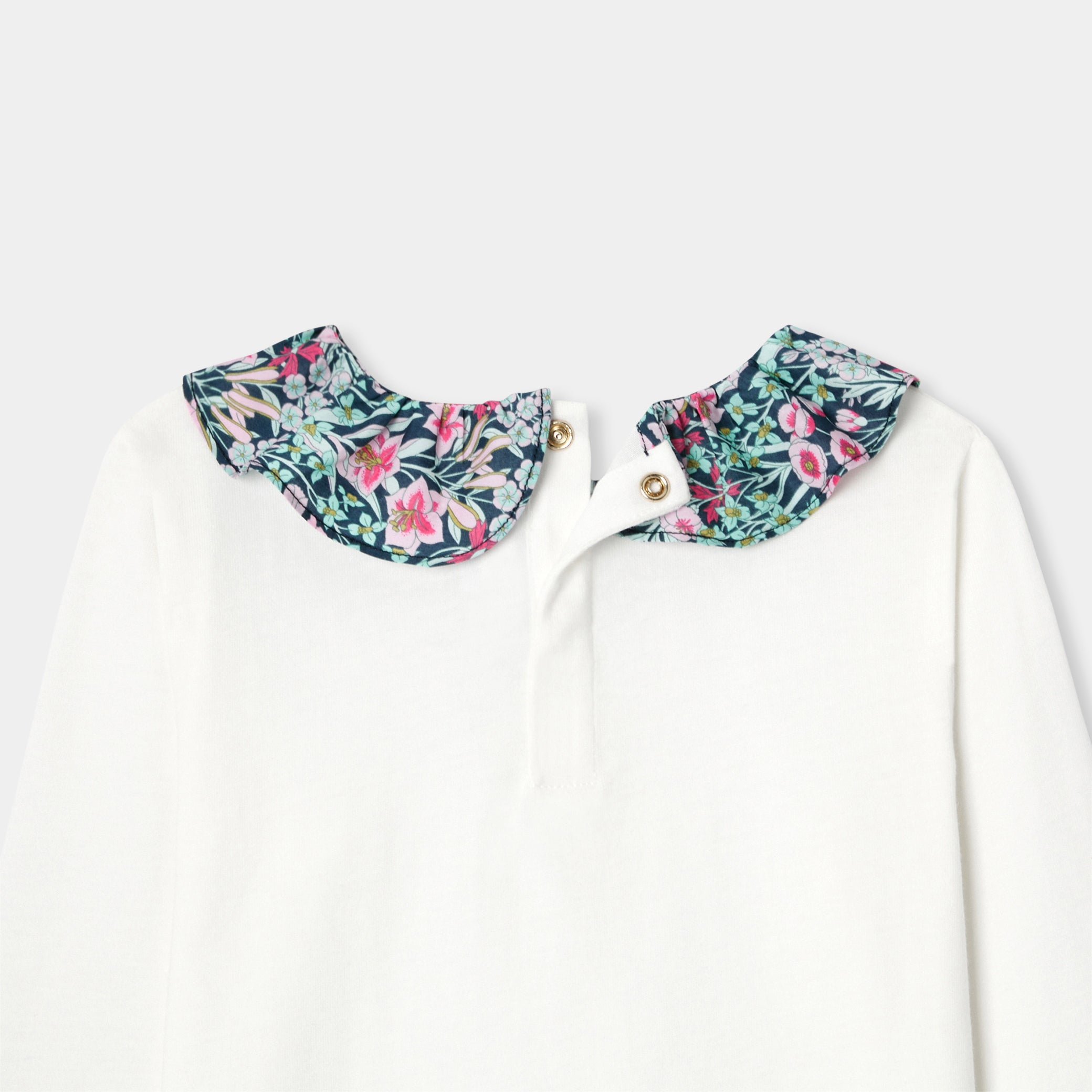 Girl T-shirt with Liberty fabric collar