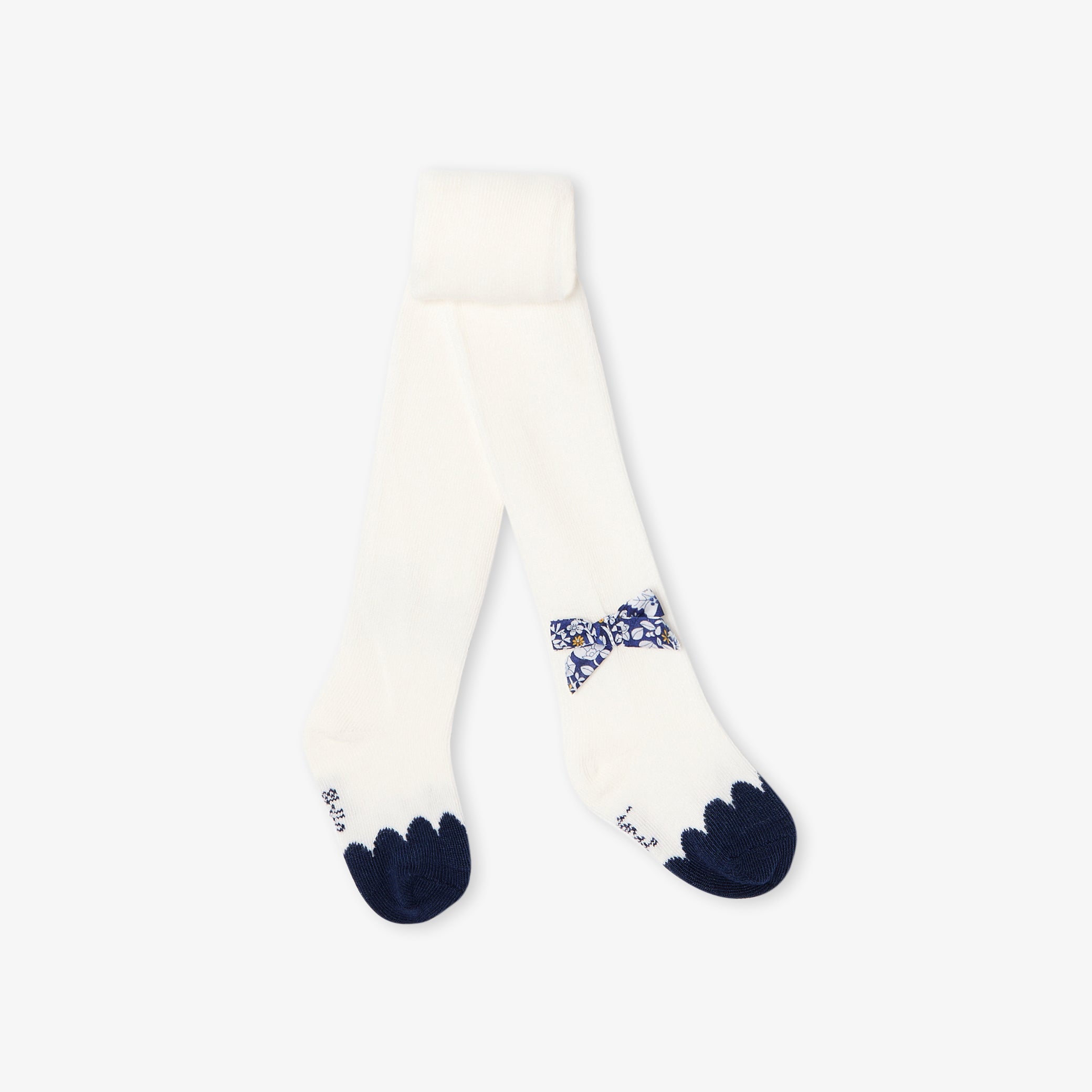 Baby girl tights with a Liberty fabric bow
