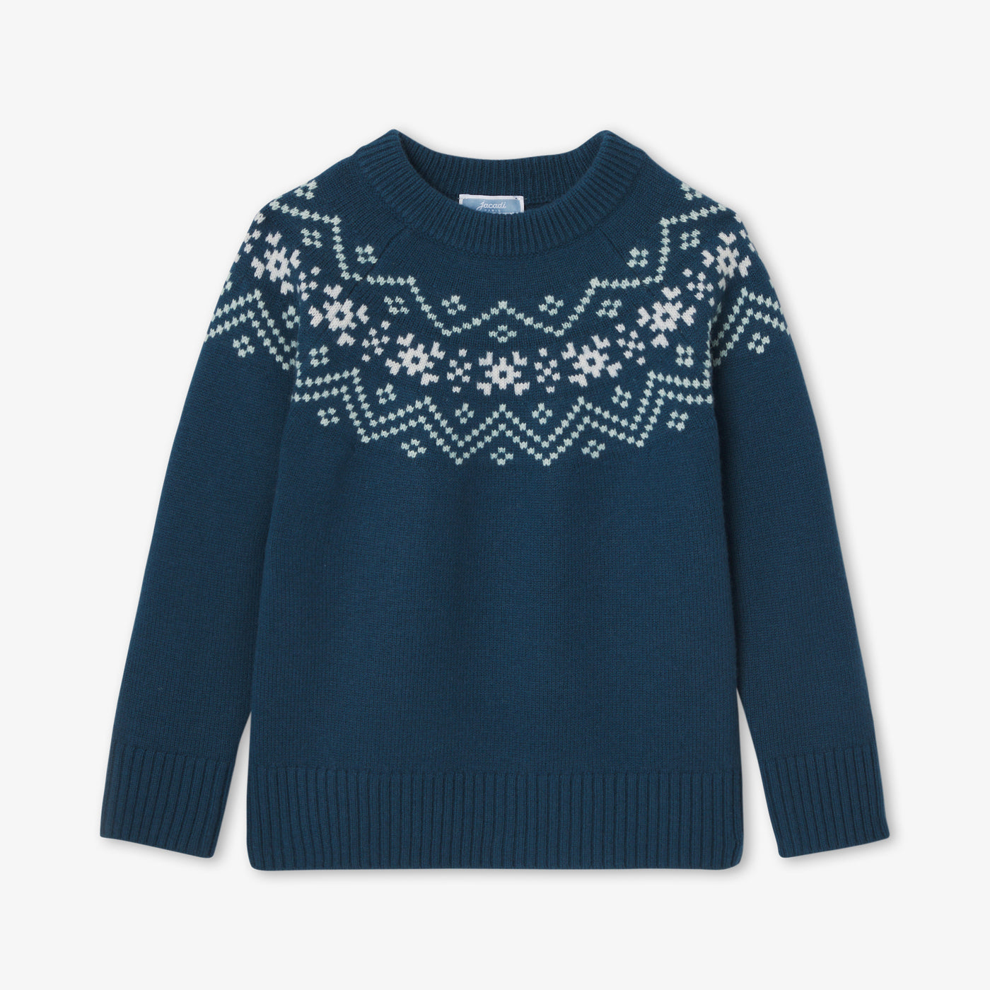 Boy sweater with jacquard collar