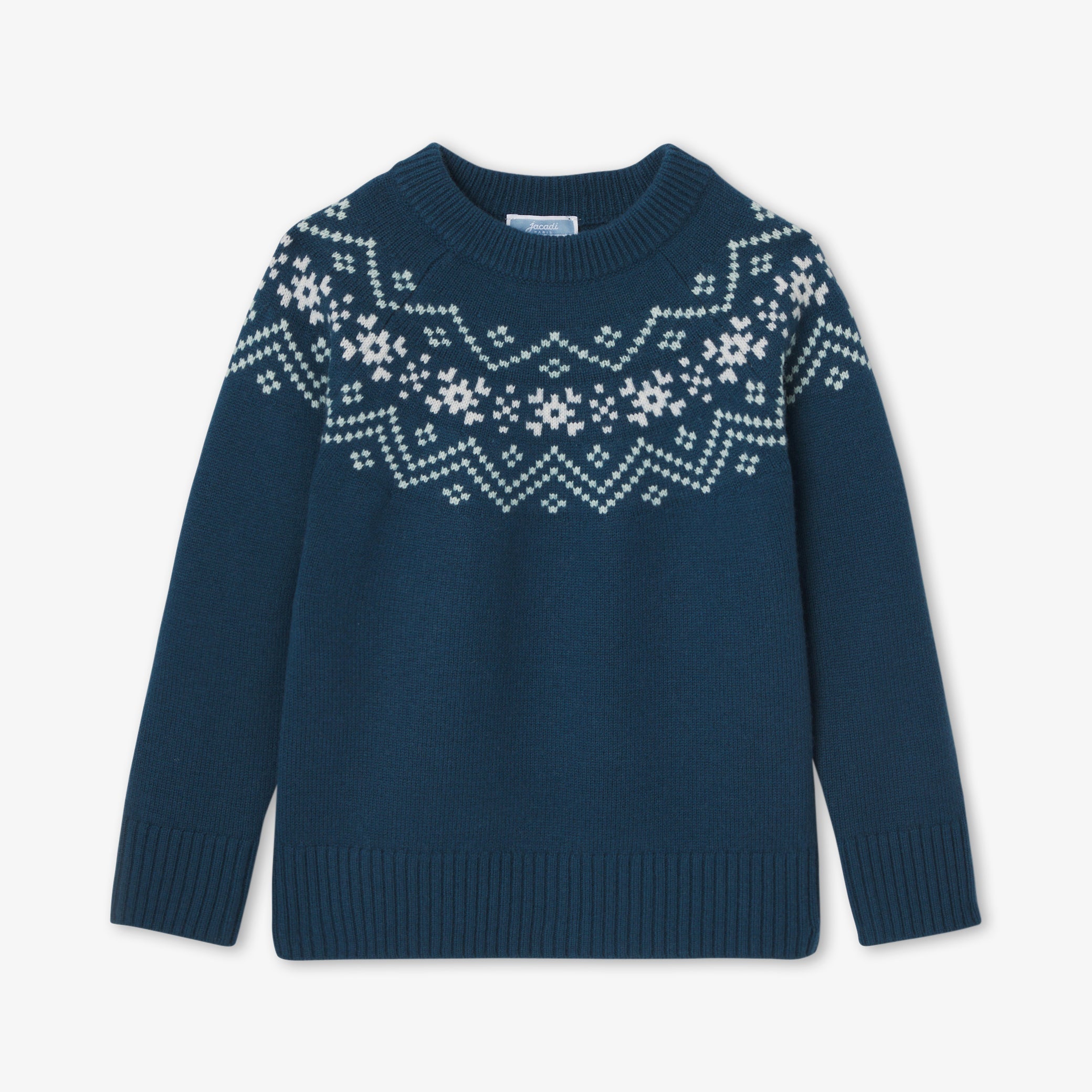 Boy sweater with jacquard collar