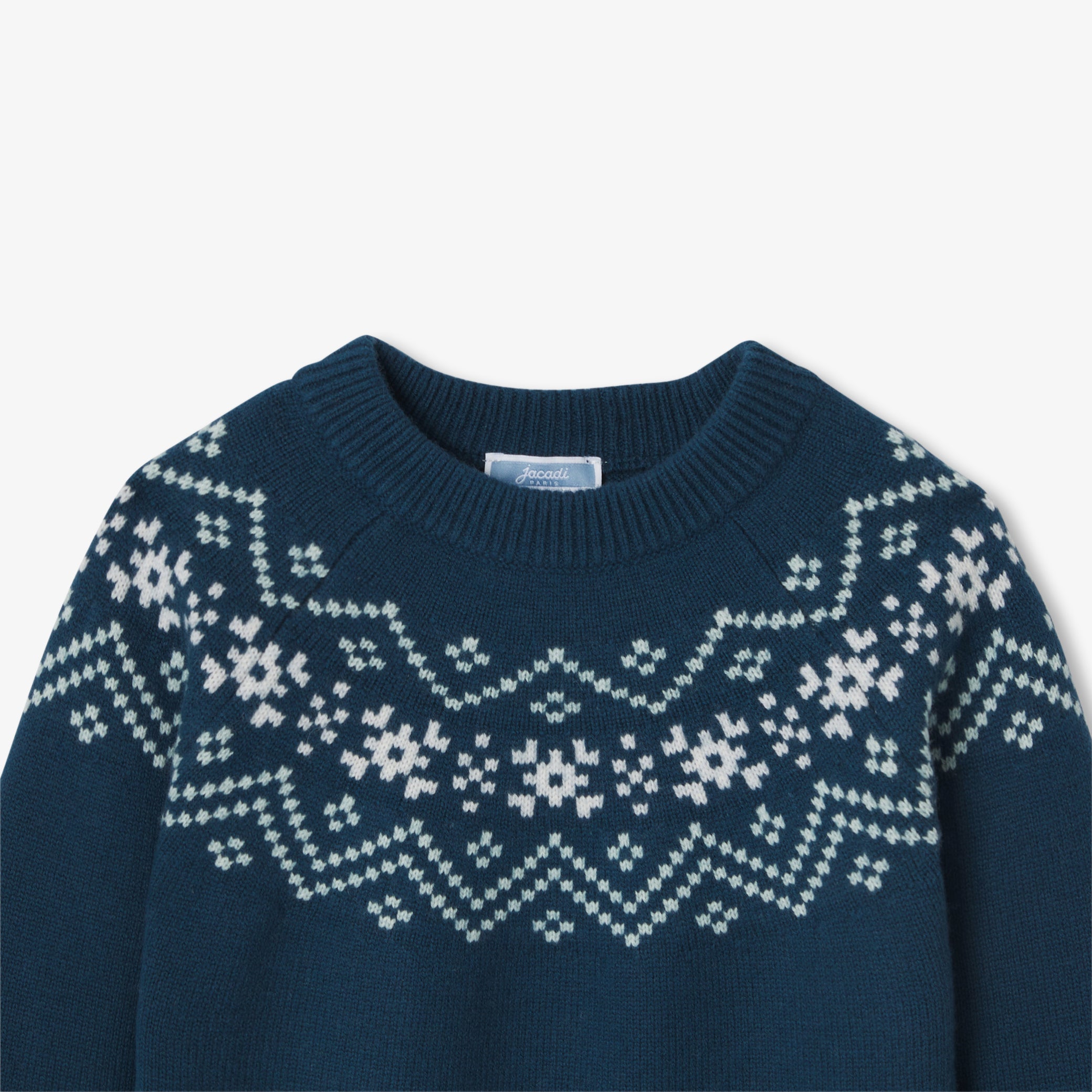 Boy sweater with jacquard collar