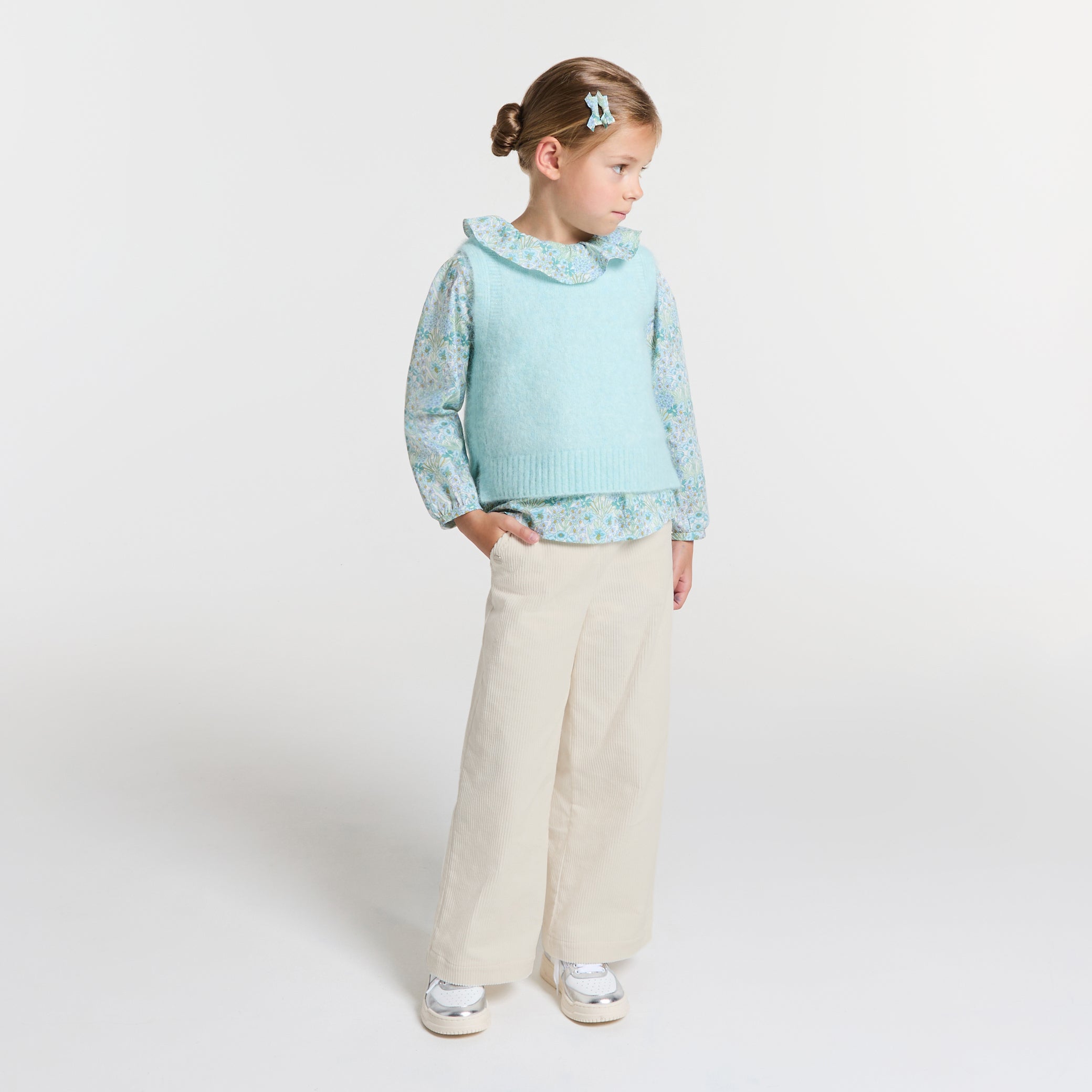 Girl velvet wide-leg trousers