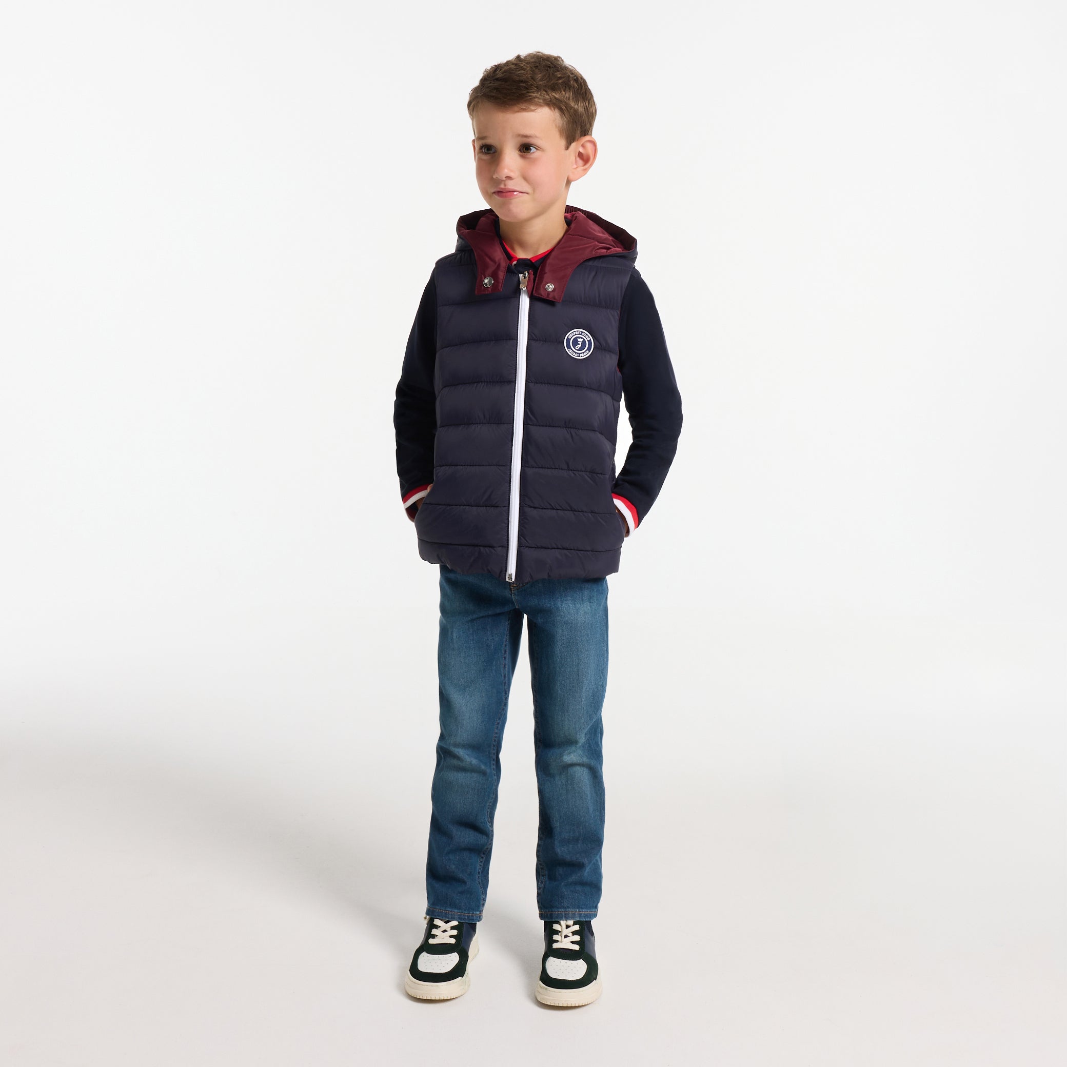 Boy reversible sleeveless down jacket
