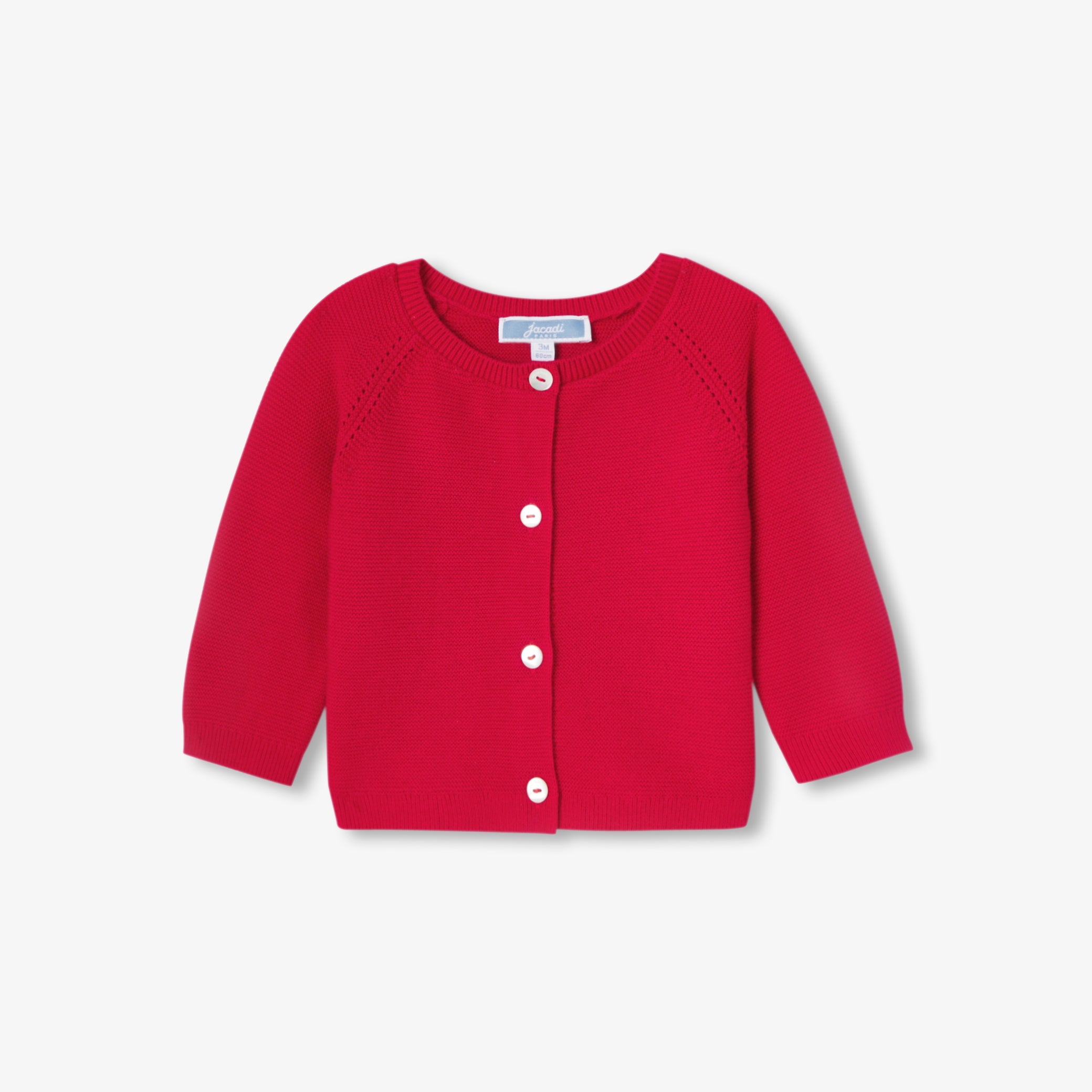 Baby girl cardigan in garter stitch cotton