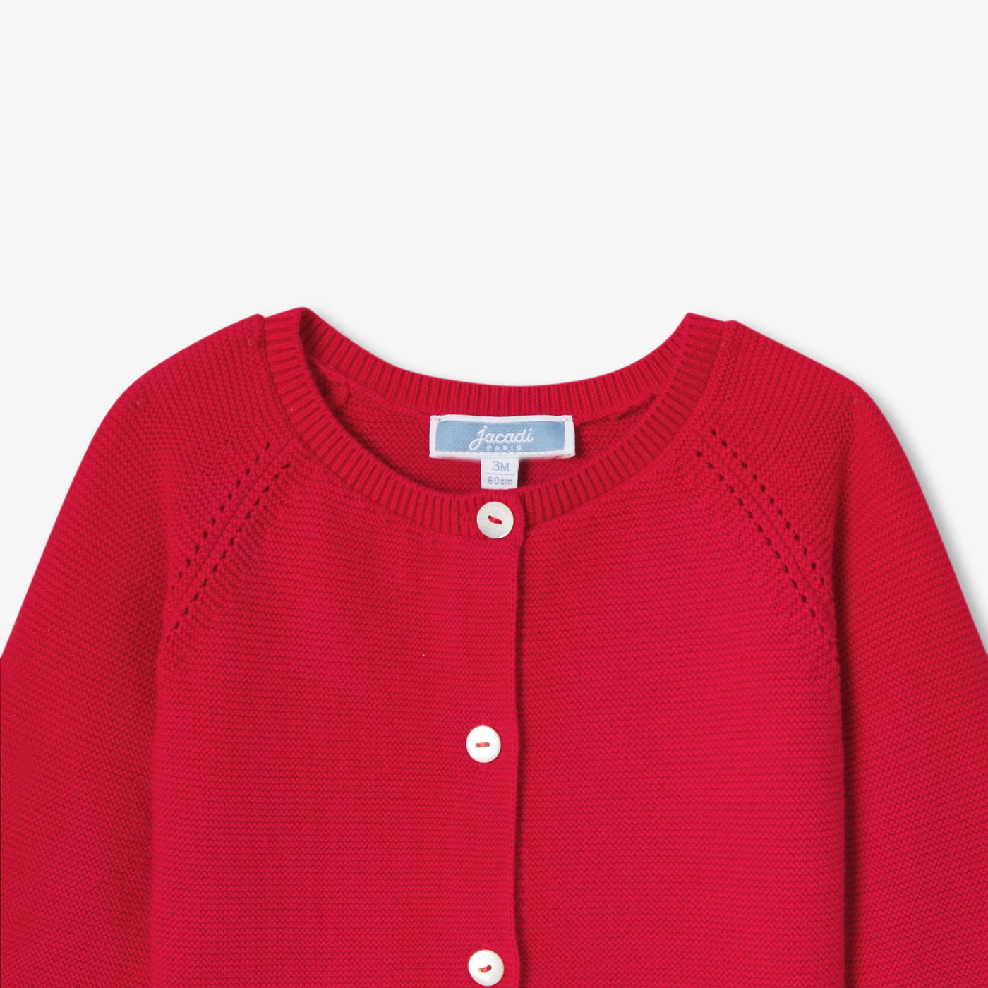 Baby girl cardigan in garter stitch cotton