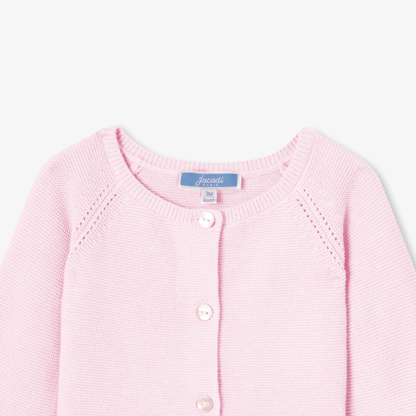 Baby girl cardigan in garter stitch cotton