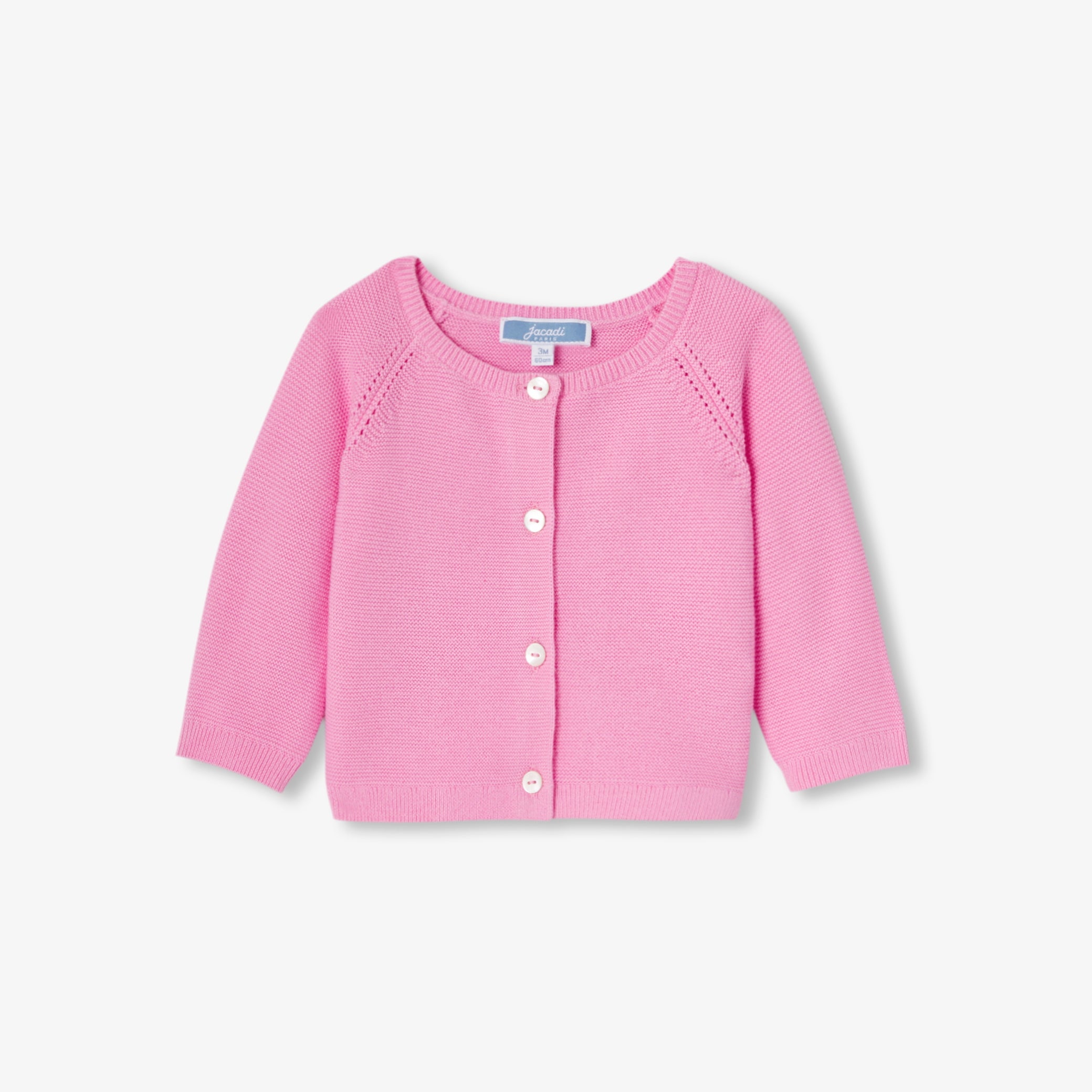 Baby girl cardigan in garter stitch cotton