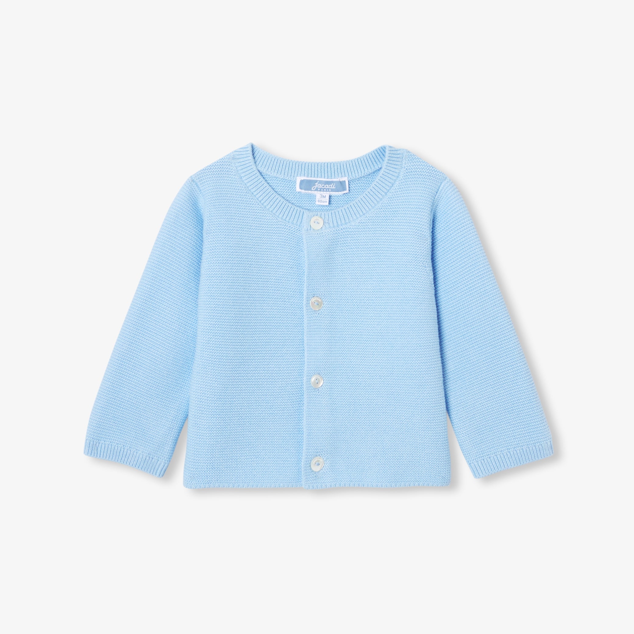 Baby cardigan in garter stitch cotton