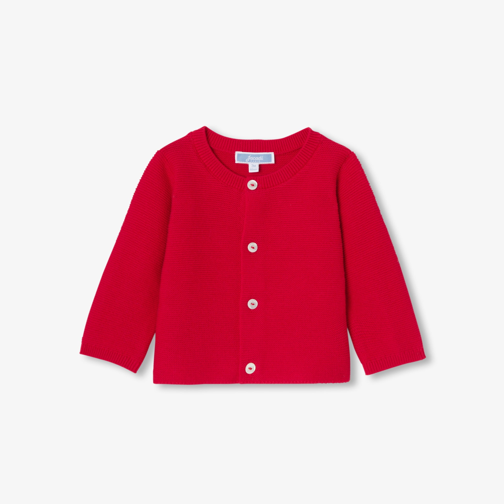 Baby cardigan in garter stitch cotton