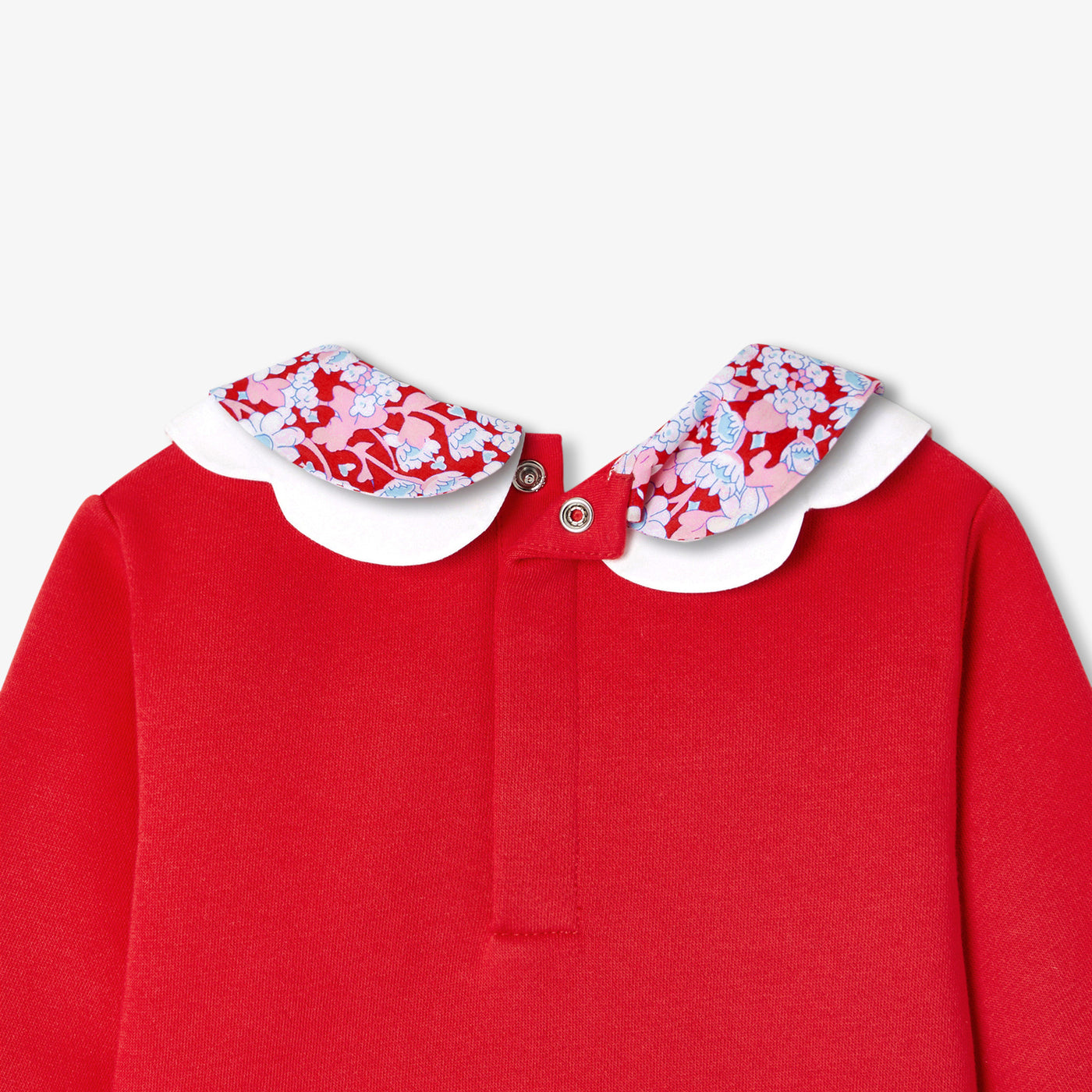Baby girl sweatshirt with Liberty fabric collar