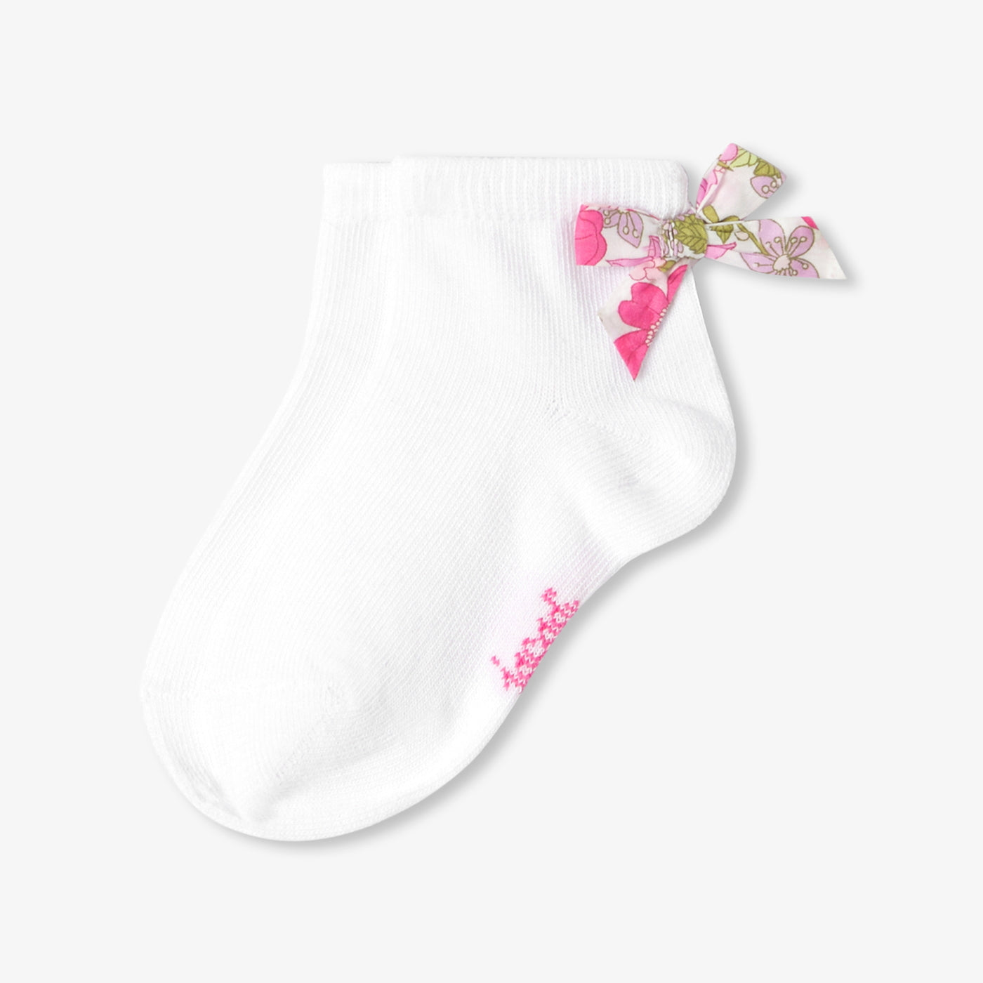 Baby girl socks with Liberty fabric bow