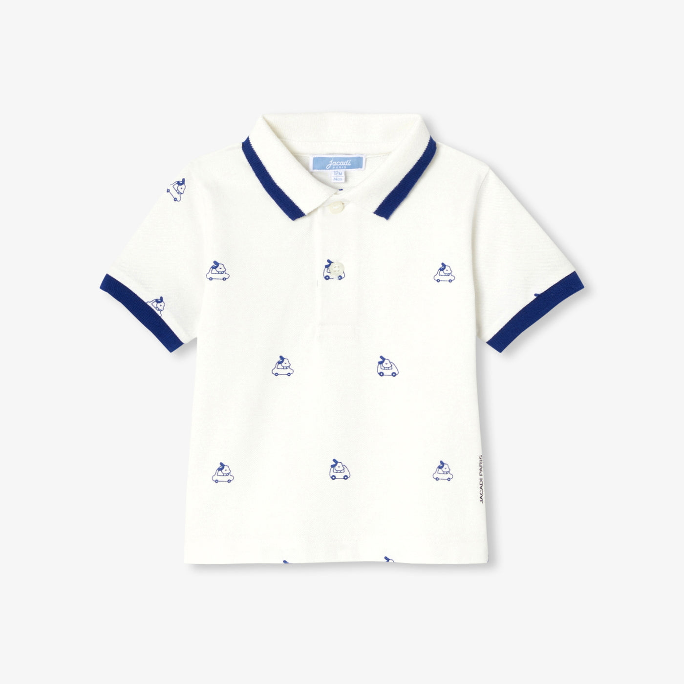 Baby boy polo shirt in printed cotton piqué