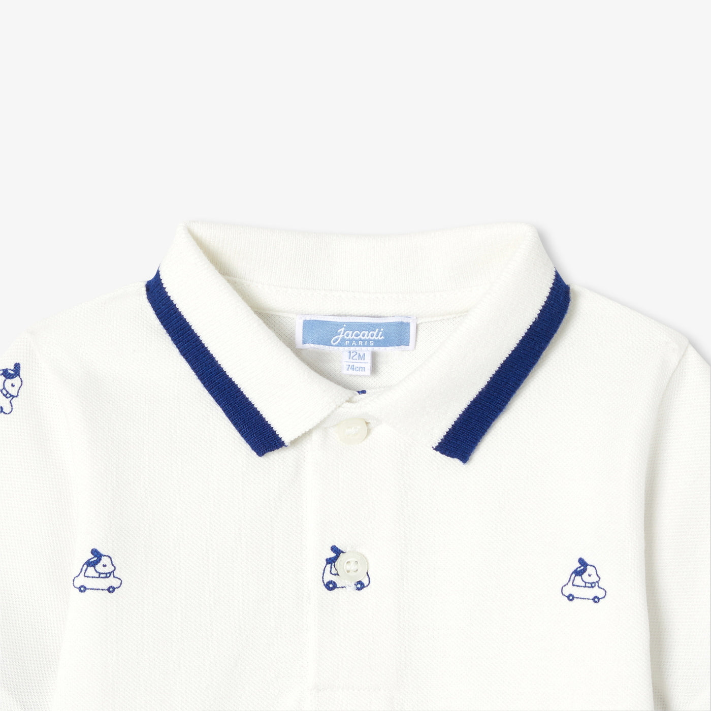 Baby boy polo shirt in printed cotton piqué