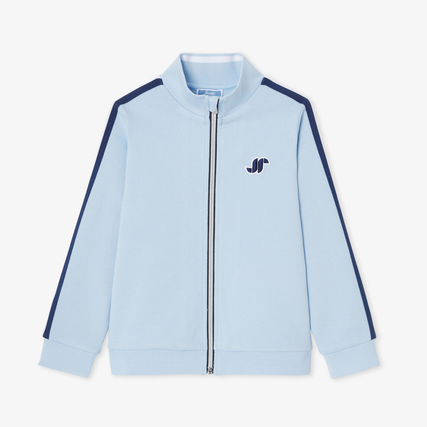 Boy double-sided piqué zip-up sweatshirt