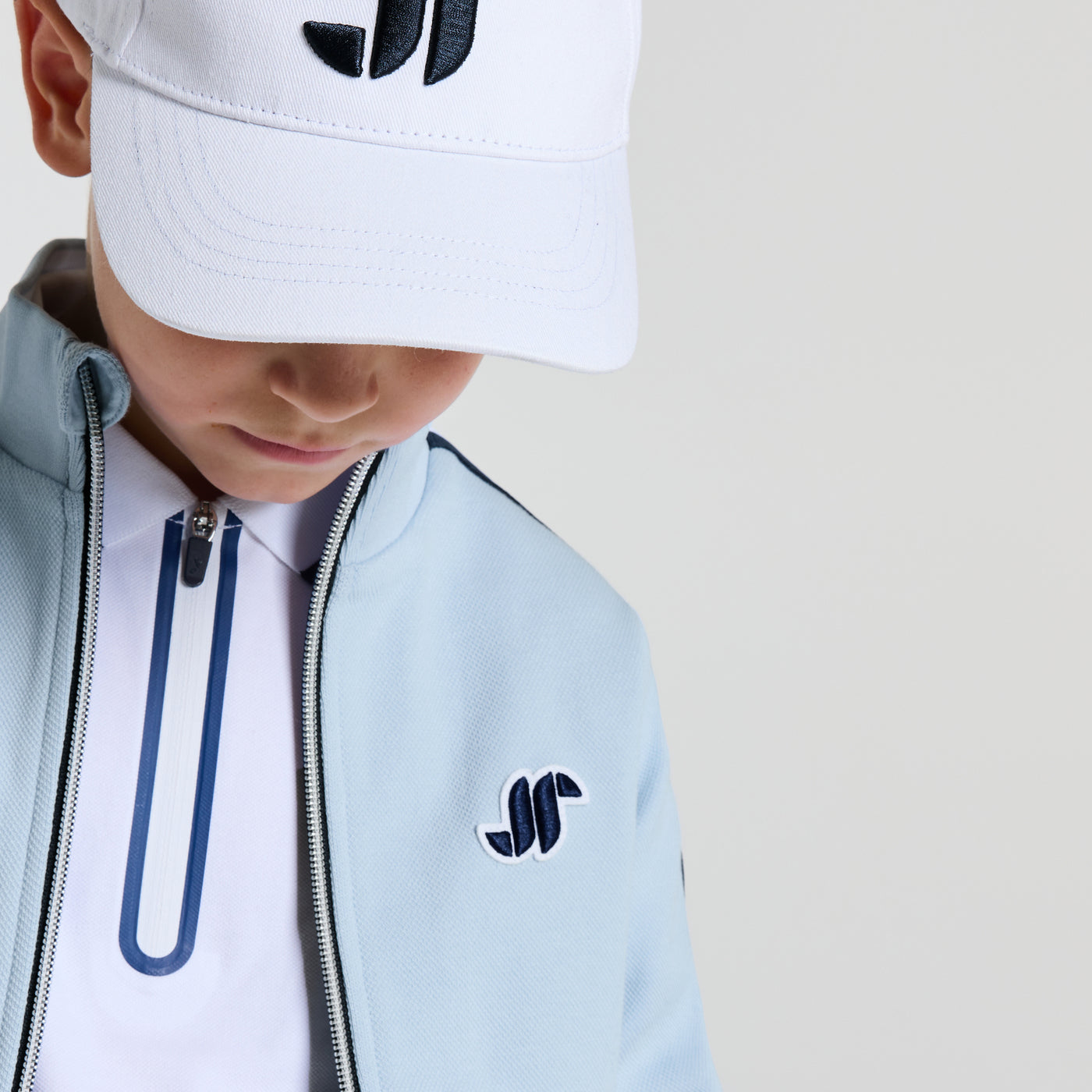 Boy double-sided piqué zip-up sweatshirt